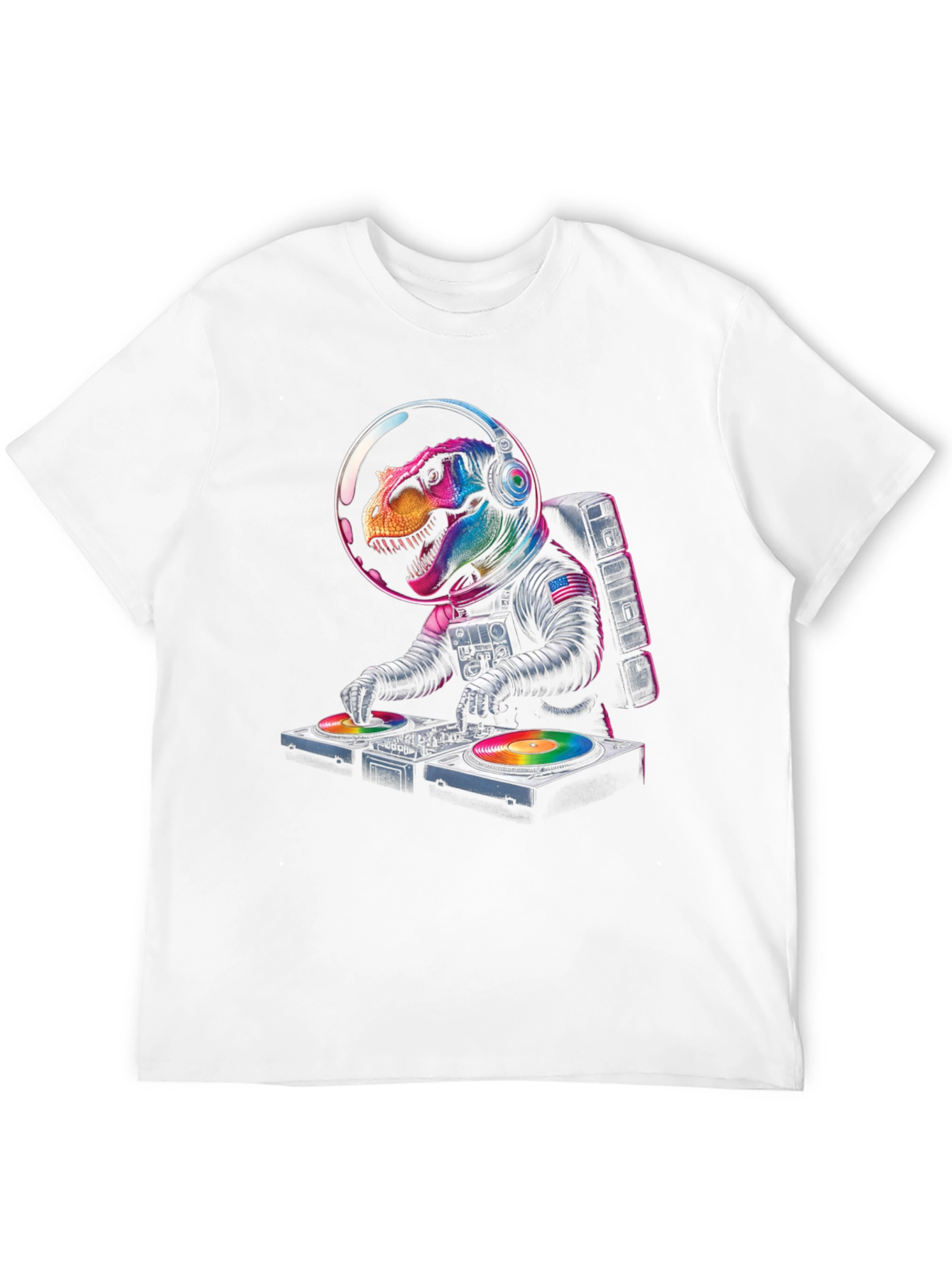 Dino DJ in Space T-Shirt - Awesome Graphic Tee!