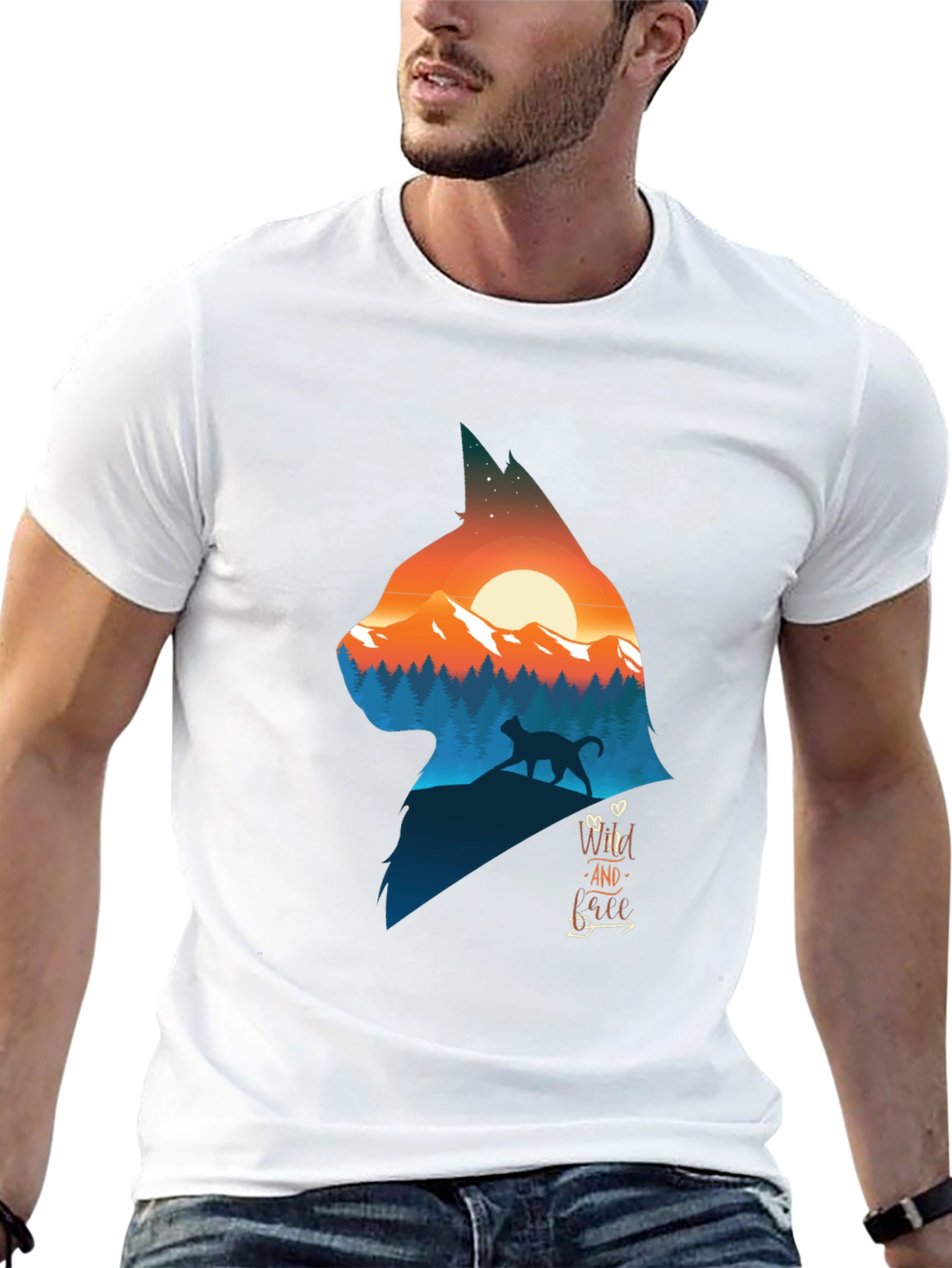Wild Cat Nature Graphic Tee - Stylish Unisex T-Shirt