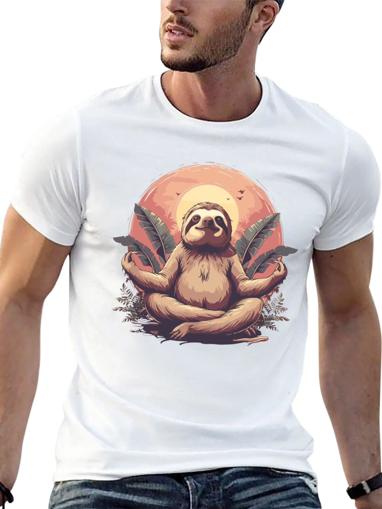 Zen Sloth Graphic T-Shirt - Relaxed Fit