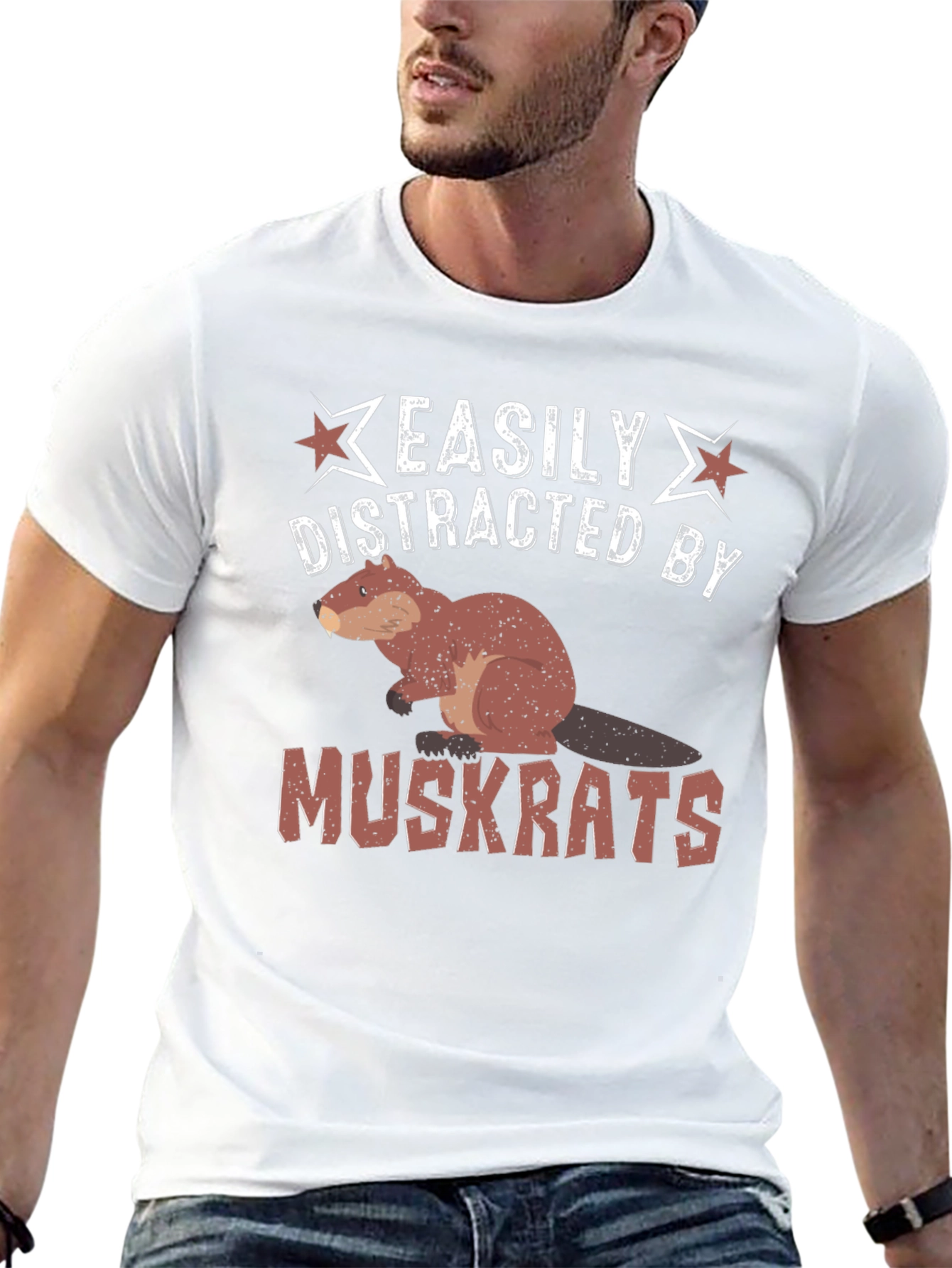 Easily Distracted by Muskrats Funny T-Shirt