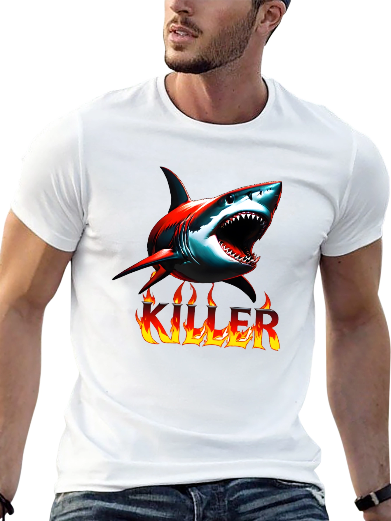 Killer Shark Graphic Tee - Mens Black T-Shirt