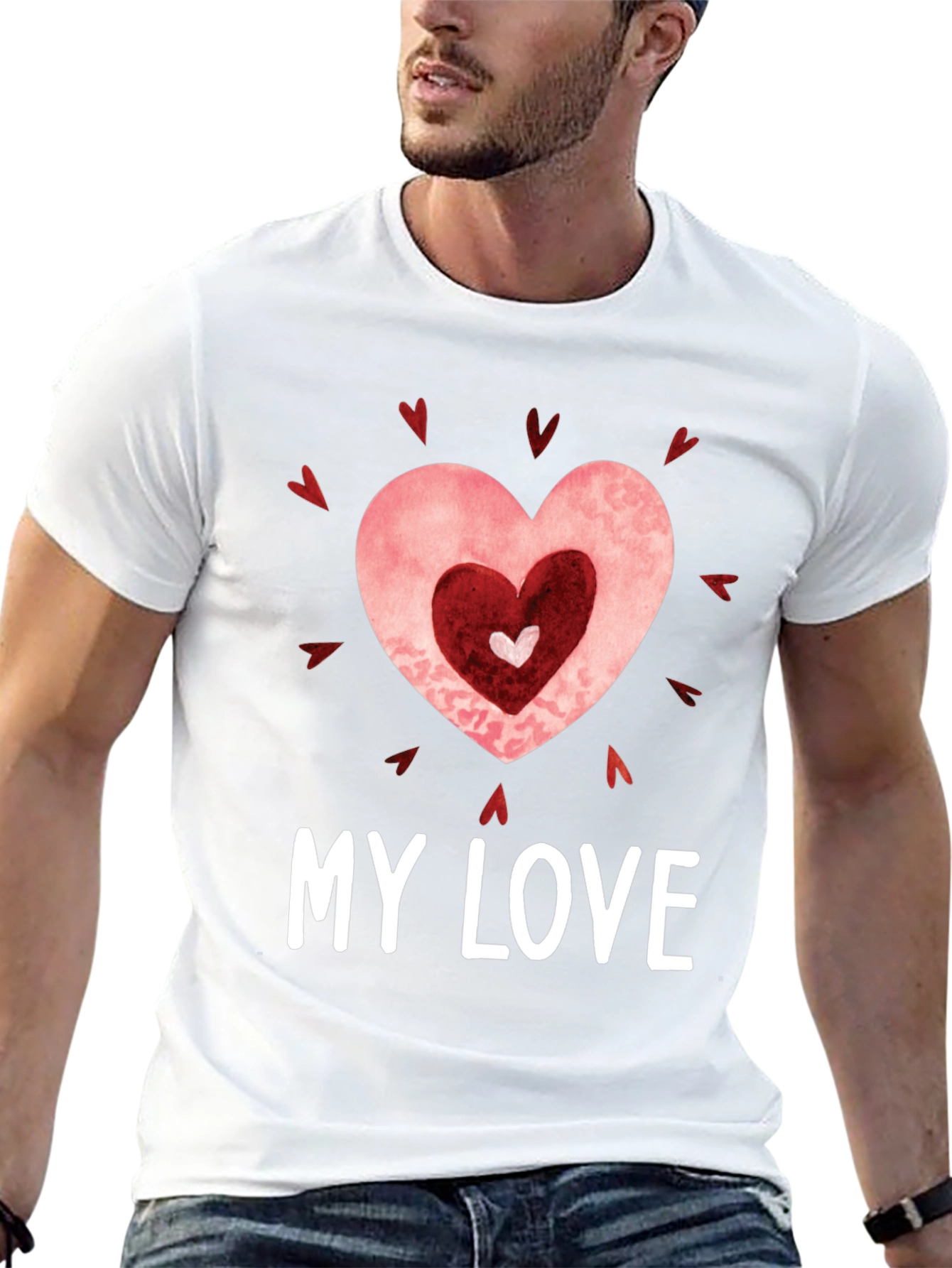 My Love Heart Graphic Black T-Shirt