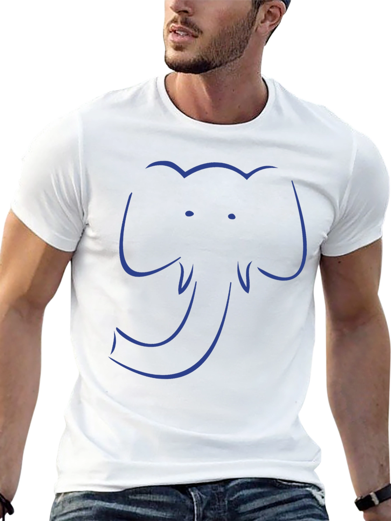 Elephant Outline Graphic Tee - Cool Casual Style