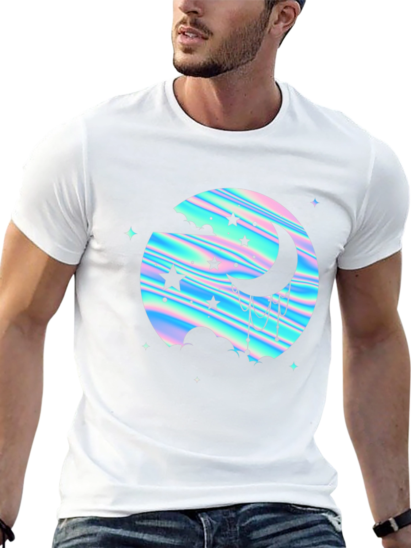Mystic Moon & Stars Graphic Tee - Black