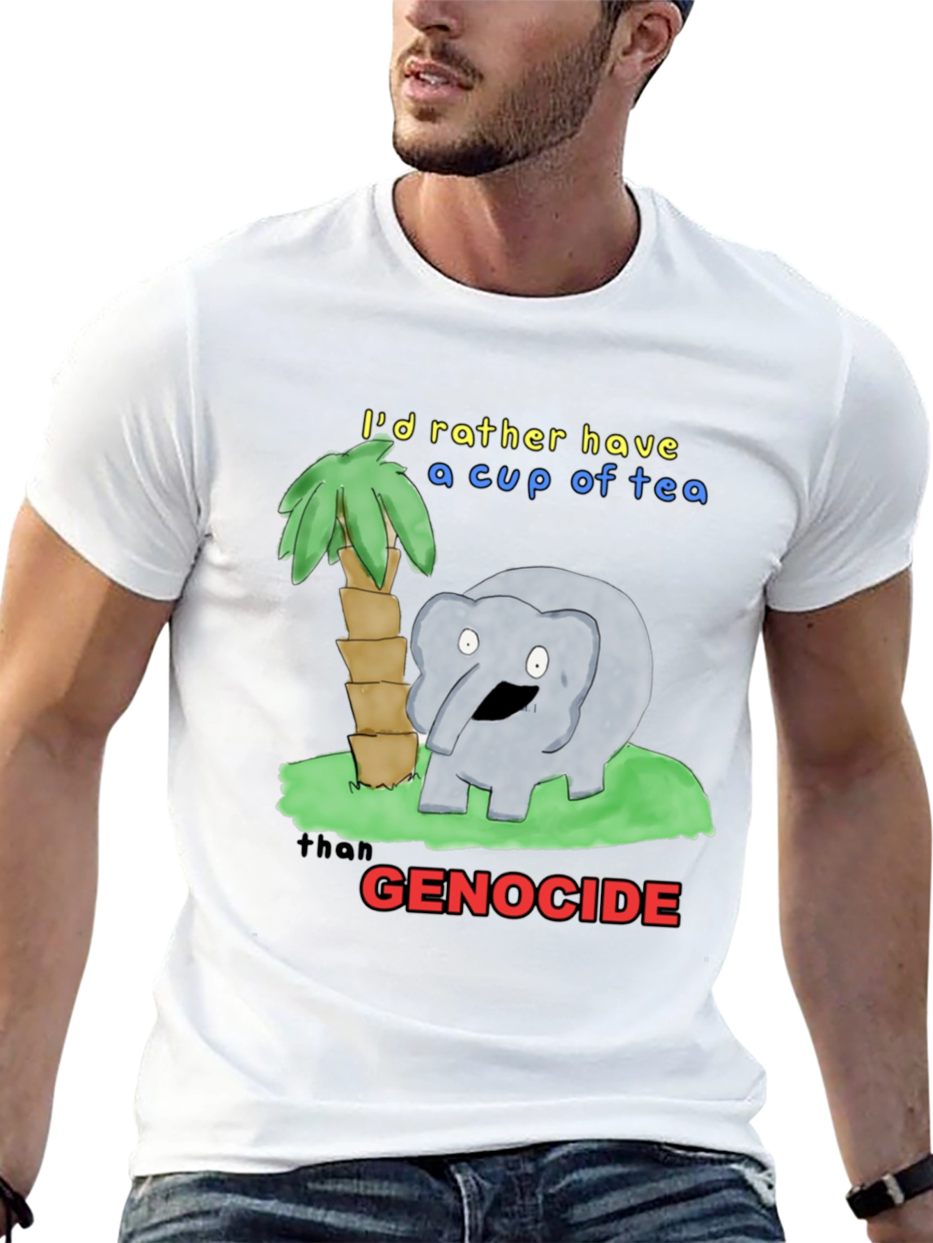 Humorous Tea Lover T-Shirt - Anti-Genocide Graphic Tee