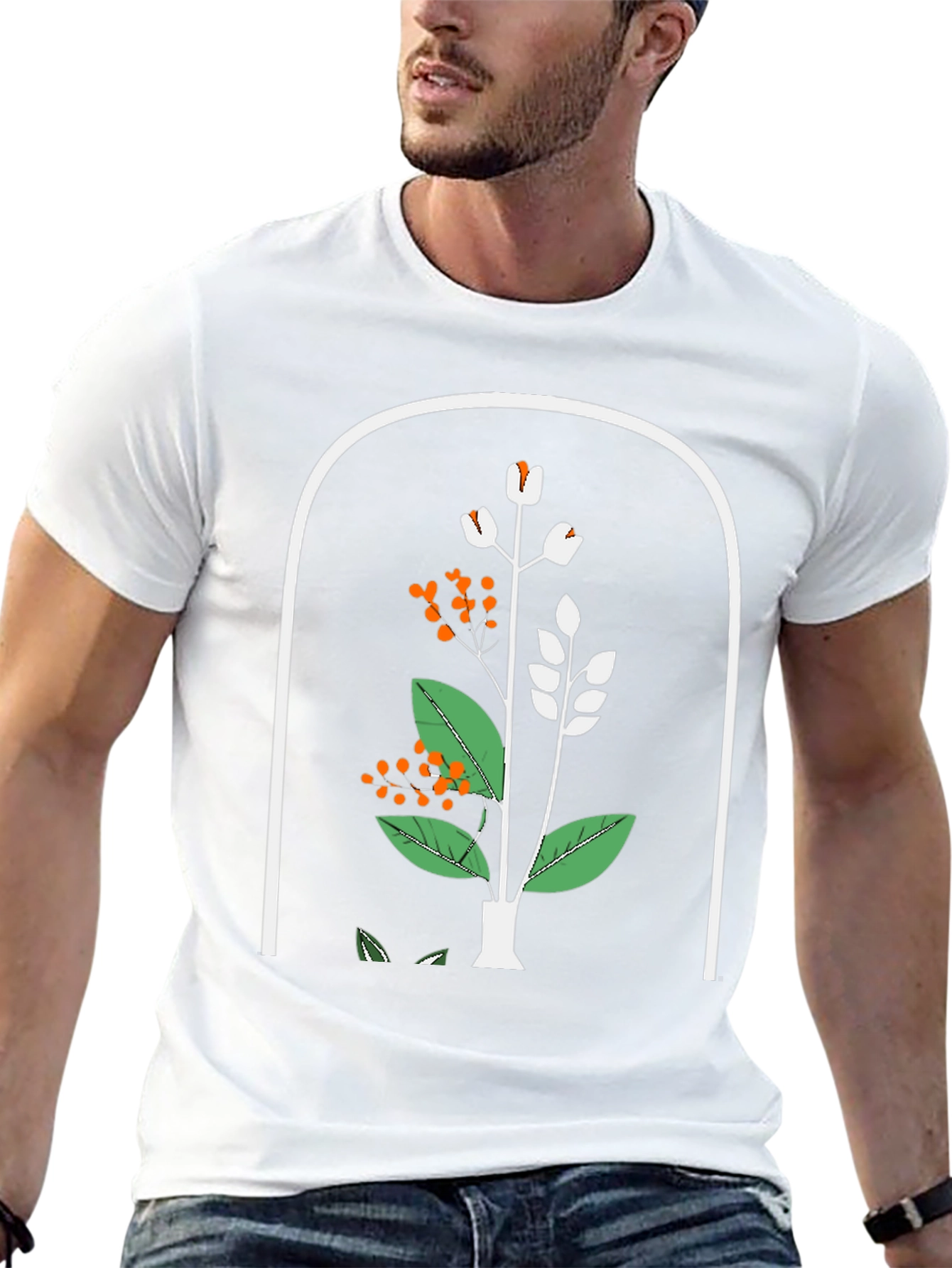 Botanical Print Black T-Shirt
