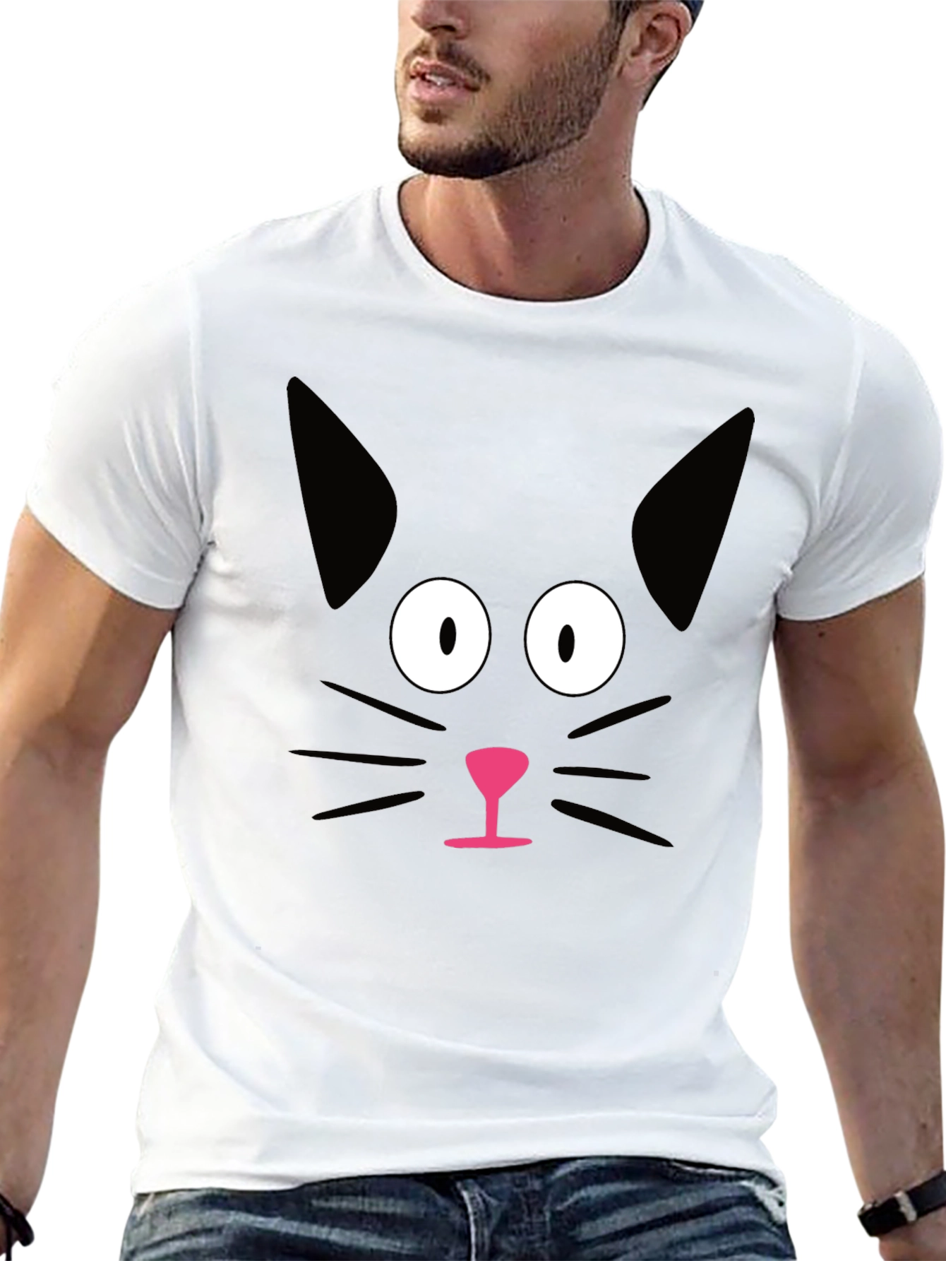 Cute Black Cat Face T-Shirt