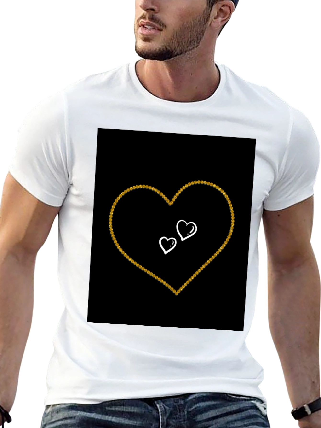 Black T-shirt with Heart Design