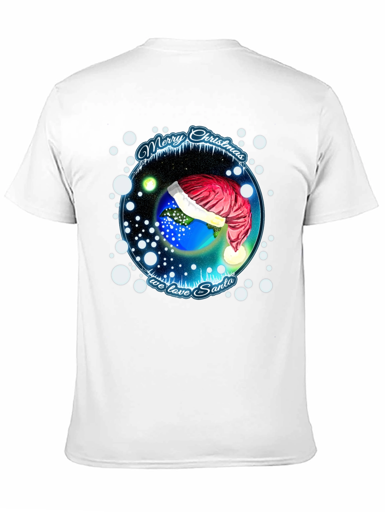 Festive Holiday Earth Santa Hat T-Shirt