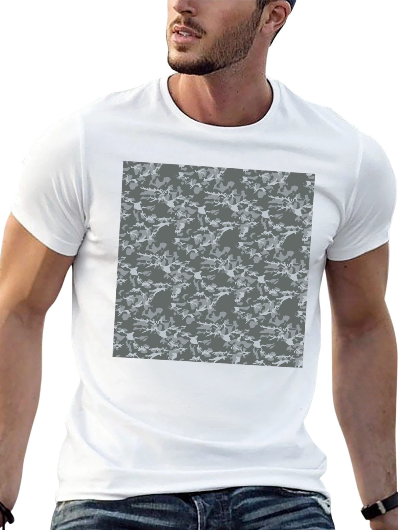 Urban Camo Print Crew Neck Tee