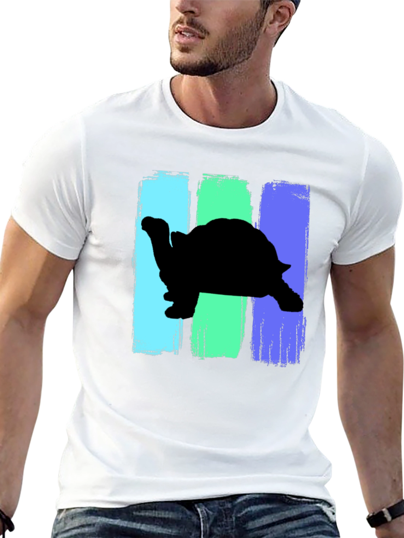 Turtle Silhouette Brush Stroke Graphic Tee