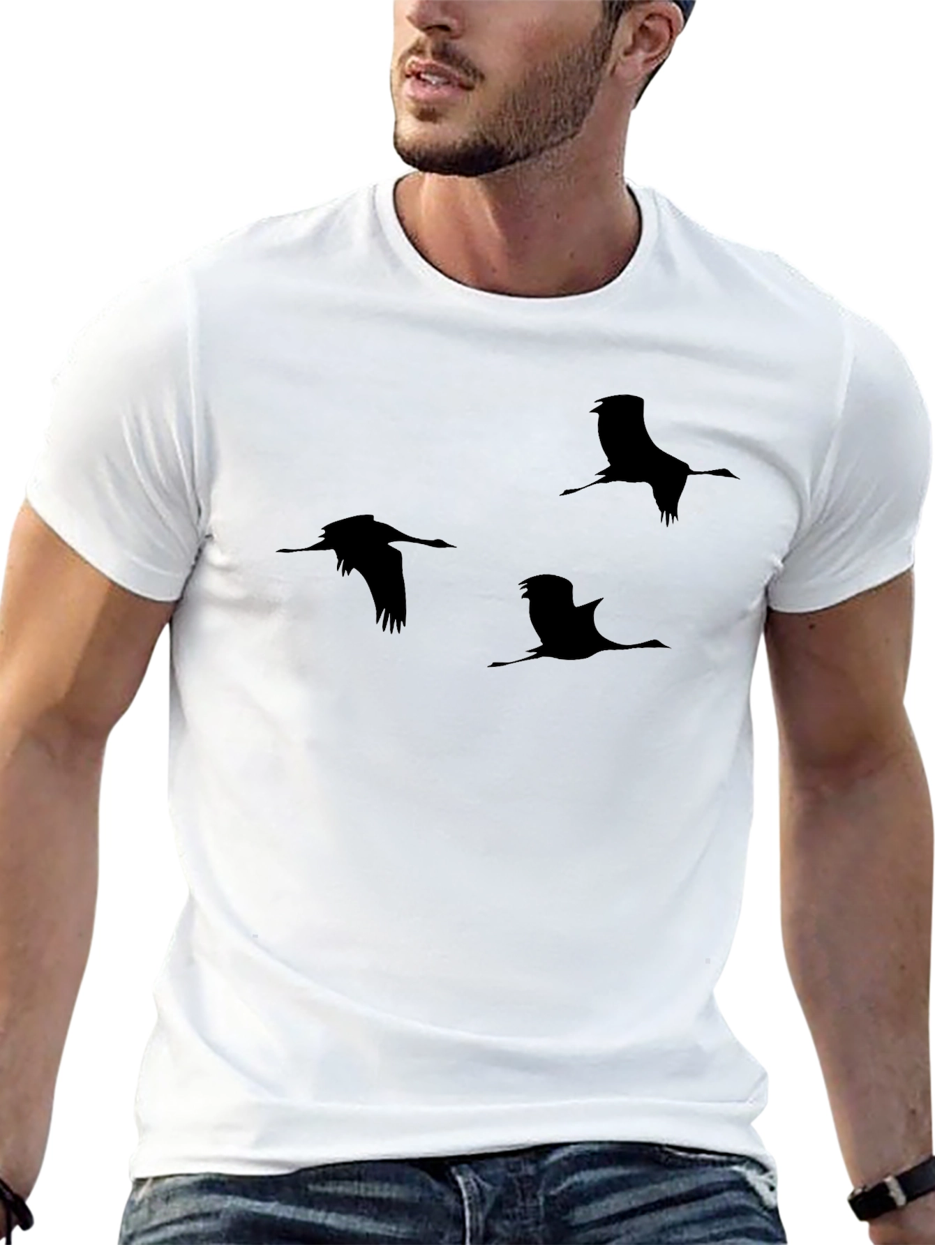 Black Crane Silhouette T-Shirt