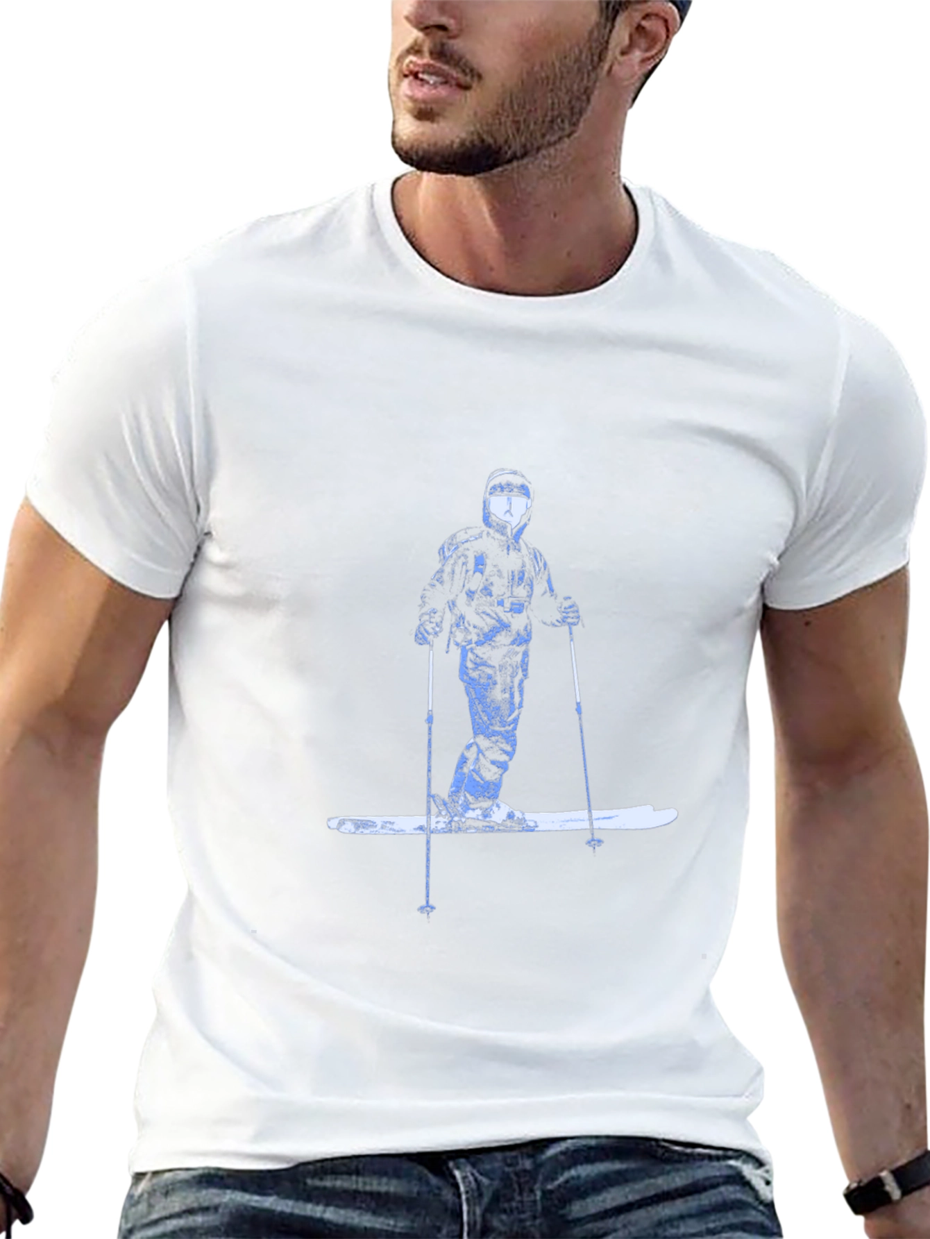 Black Skier Graphic Tee - Cool Winter Style