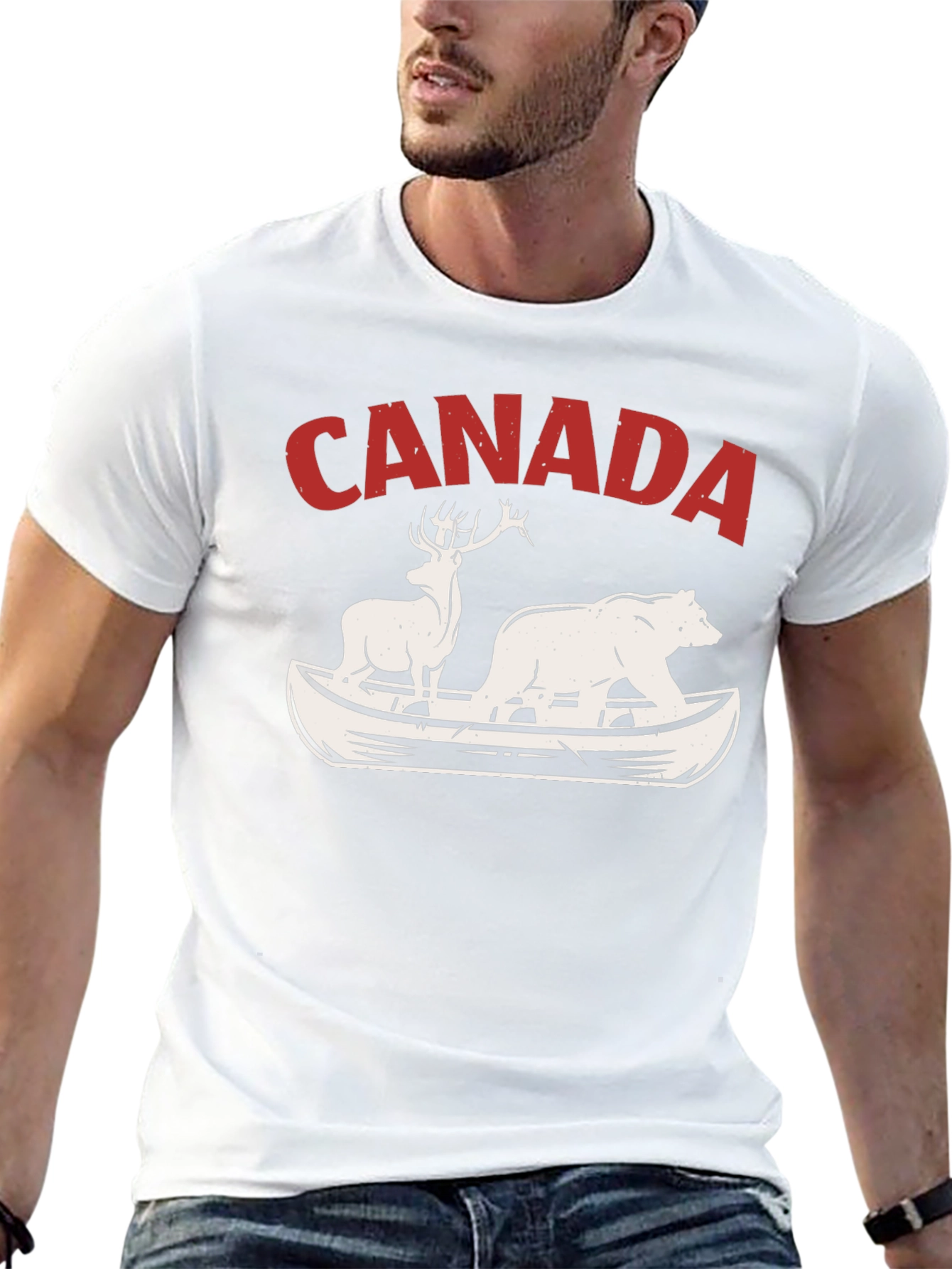 Canada Canoe Bear & Deer Graphic Tee - Black