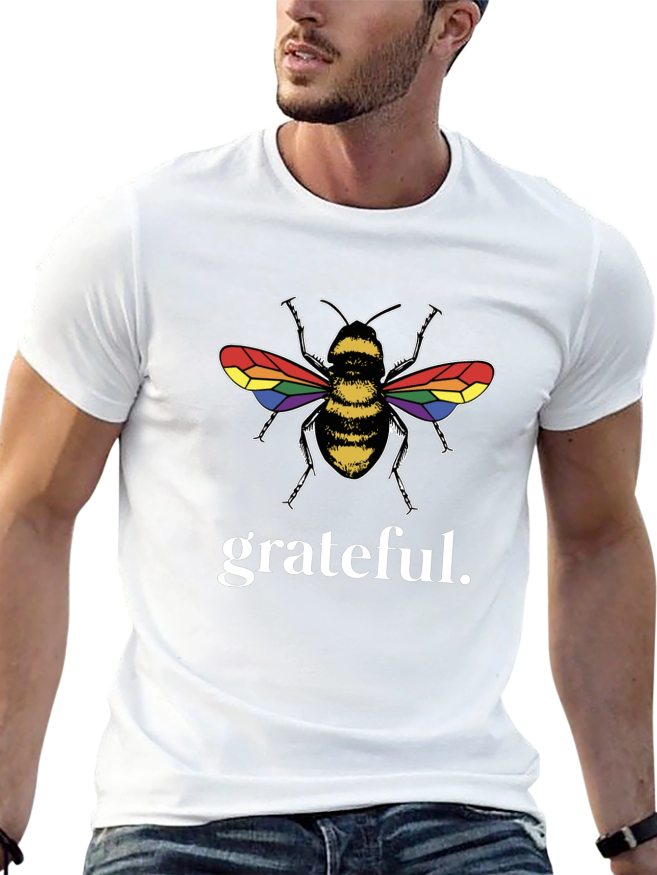 Grateful Bee LGBTQ+ Pride Black T-Shirt