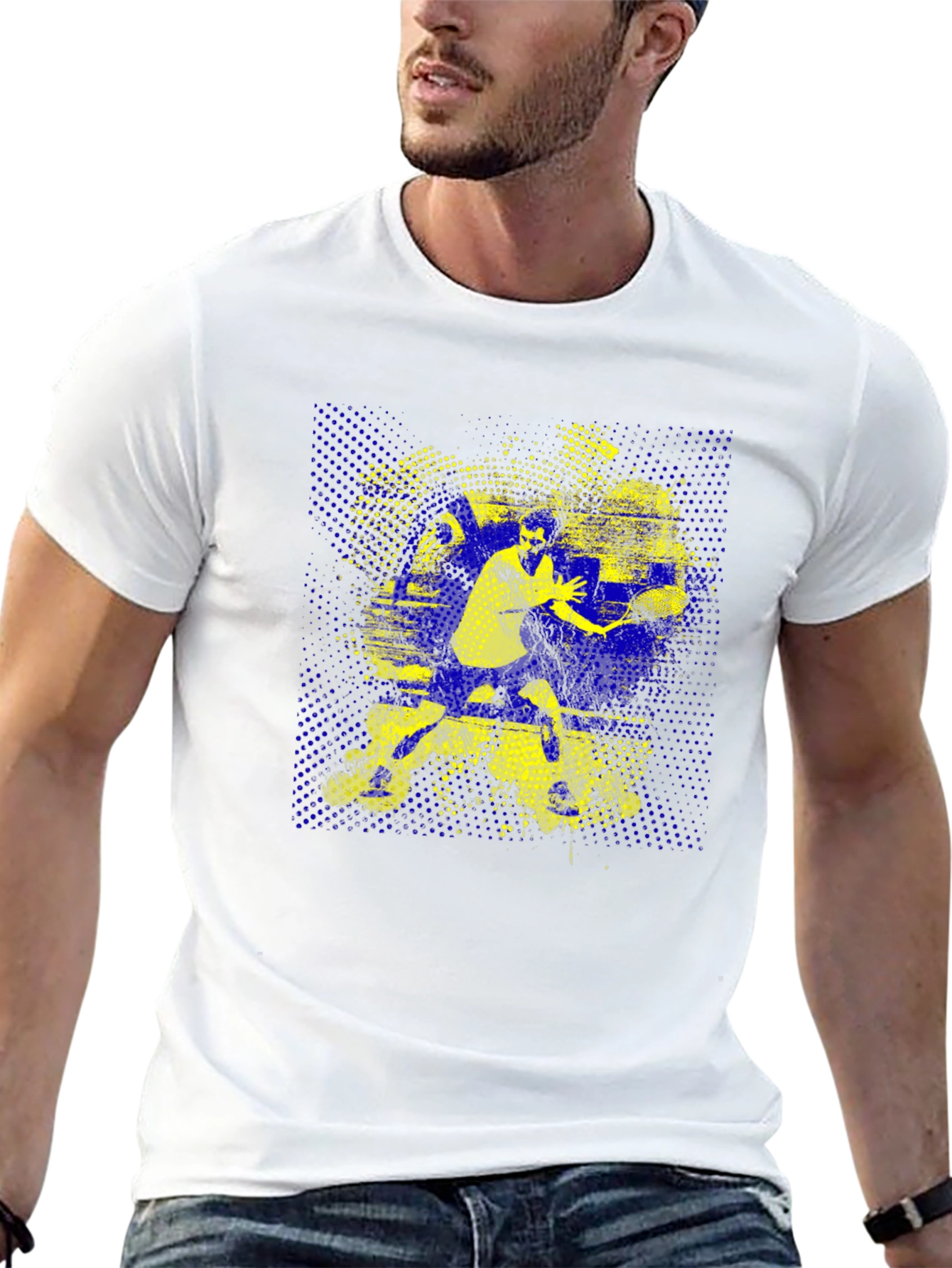 Tennis Player Graphic Tee - Black