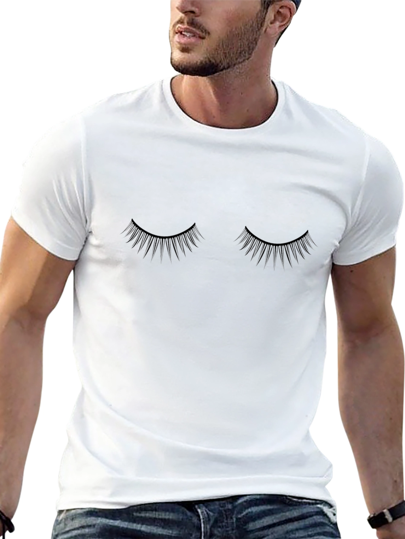 Eyelash Graphic Tee - Black Cotton T-Shirt