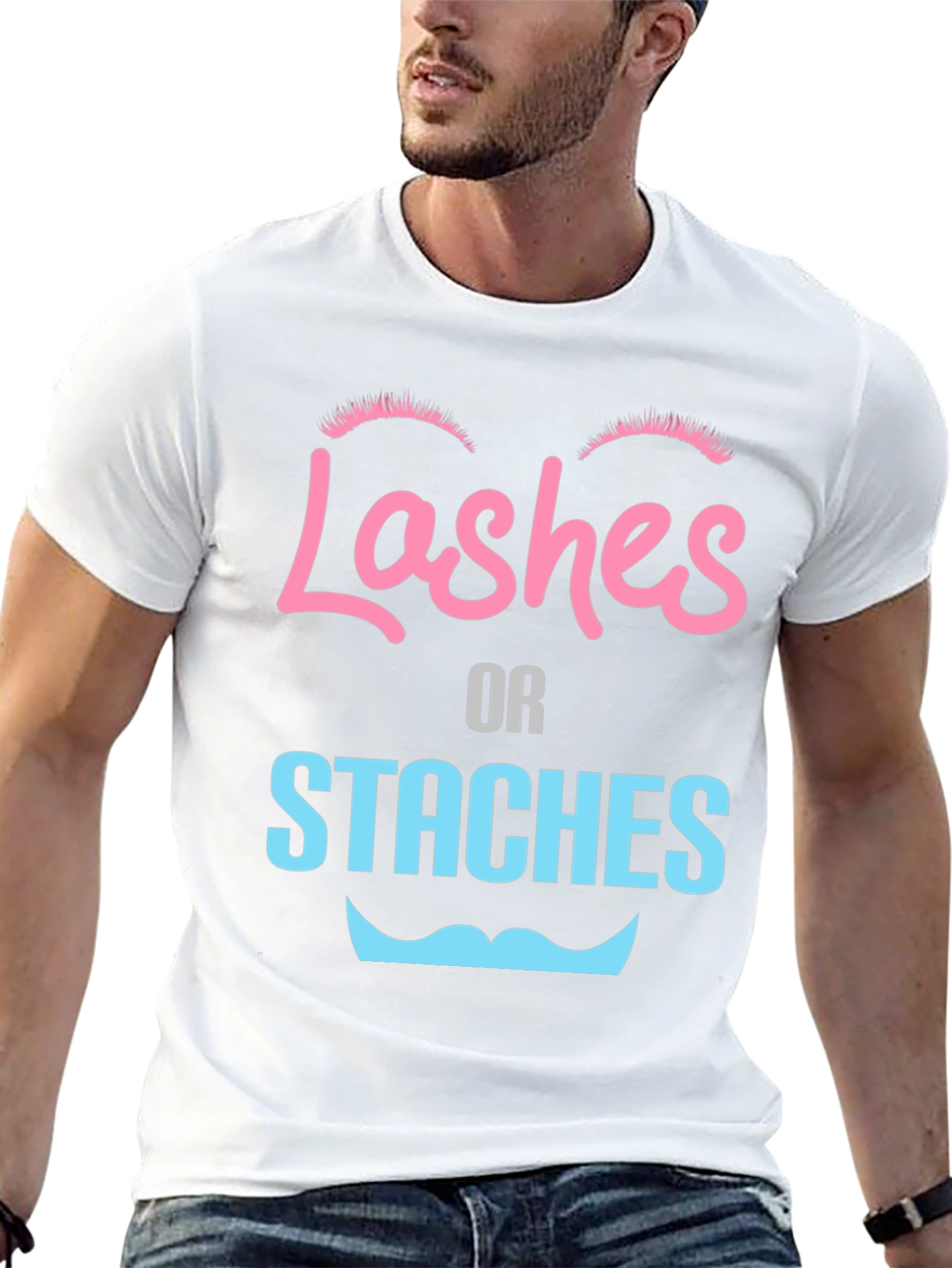 Lashes or Staches Gender Reveal Tee