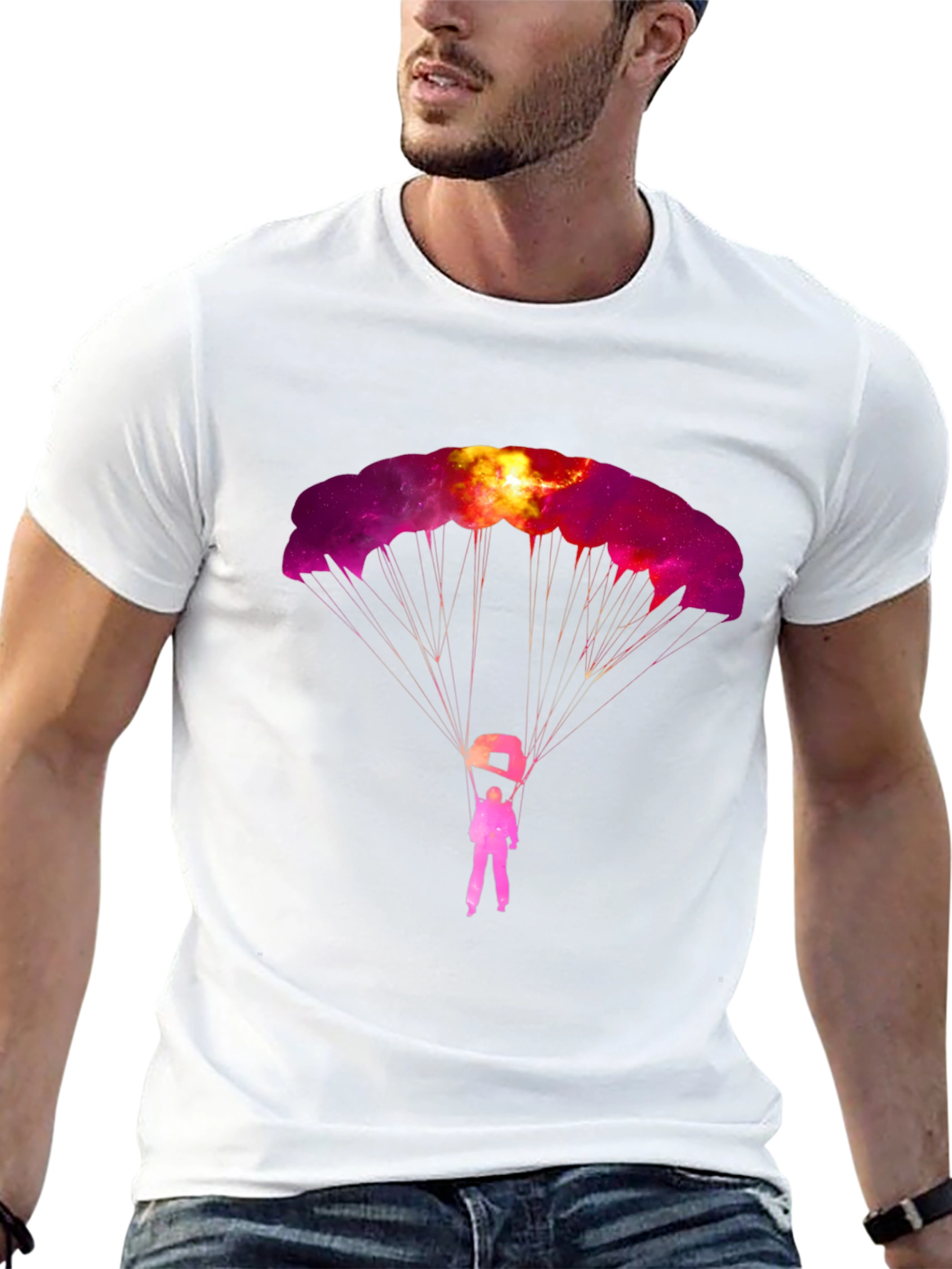 Skydiving Galaxy Graphic Tee - Black