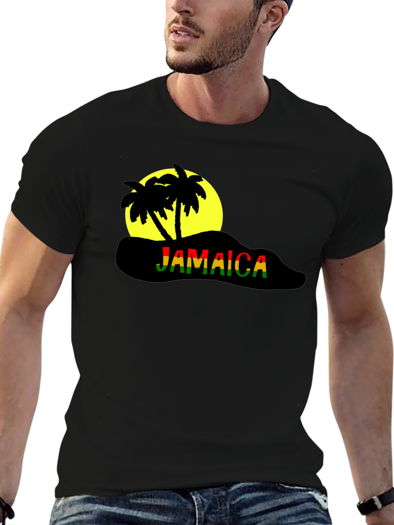 Jamaica Palm Tree Black T-Shirt