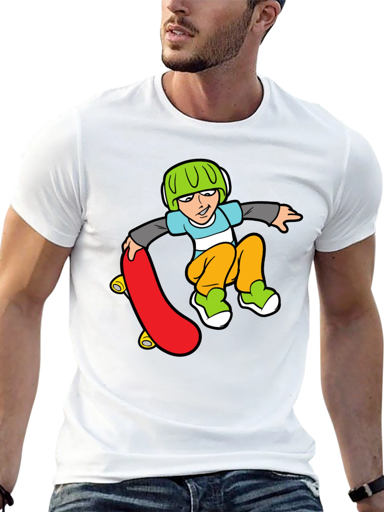 Skateboard Boy Graphic Black T-Shirt