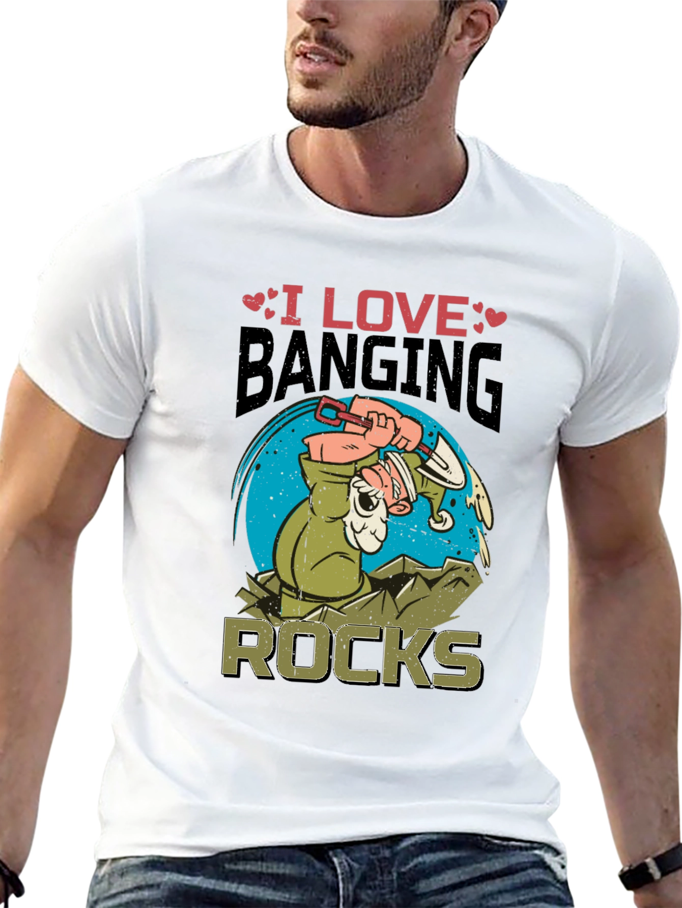 I Love Banging Rocks Black Graphic T-Shirt