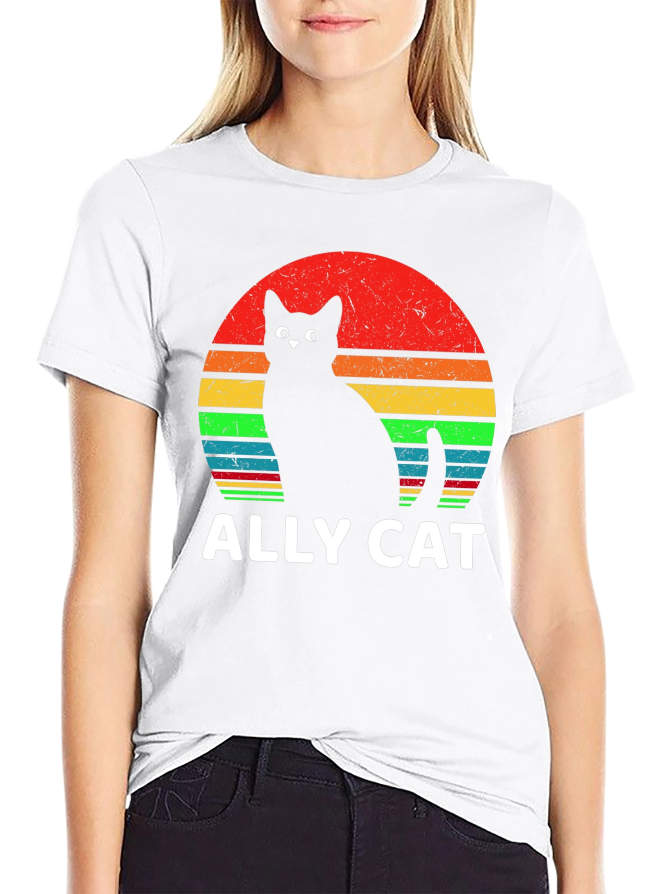Ally Cat T-Shirt - Retro LGBT Pride Tee