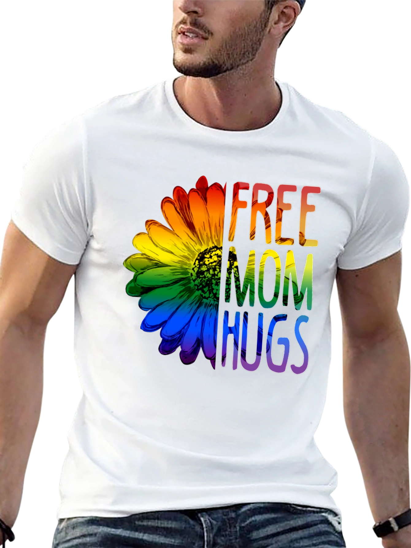 Free Mom Hugs Rainbow Flower T-Shirt