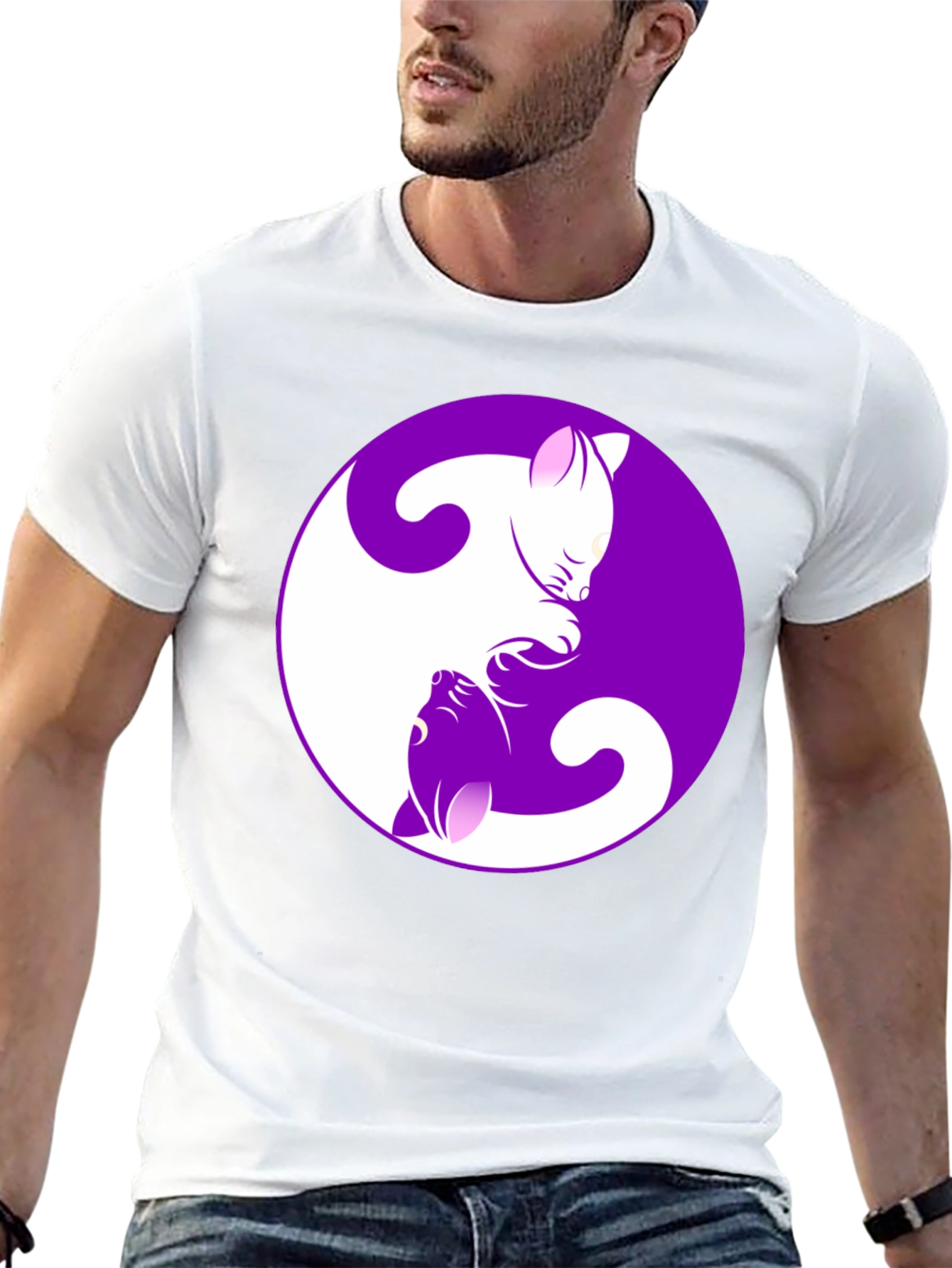 Yin Yang Cats Black T-Shirt - Harmony & Balance