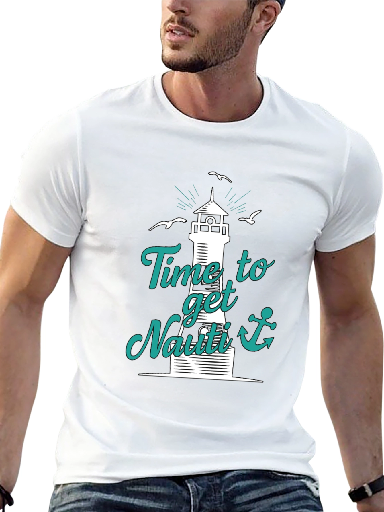 Nautical T-Shirt: Time to Get Nauti Lighthouse Design