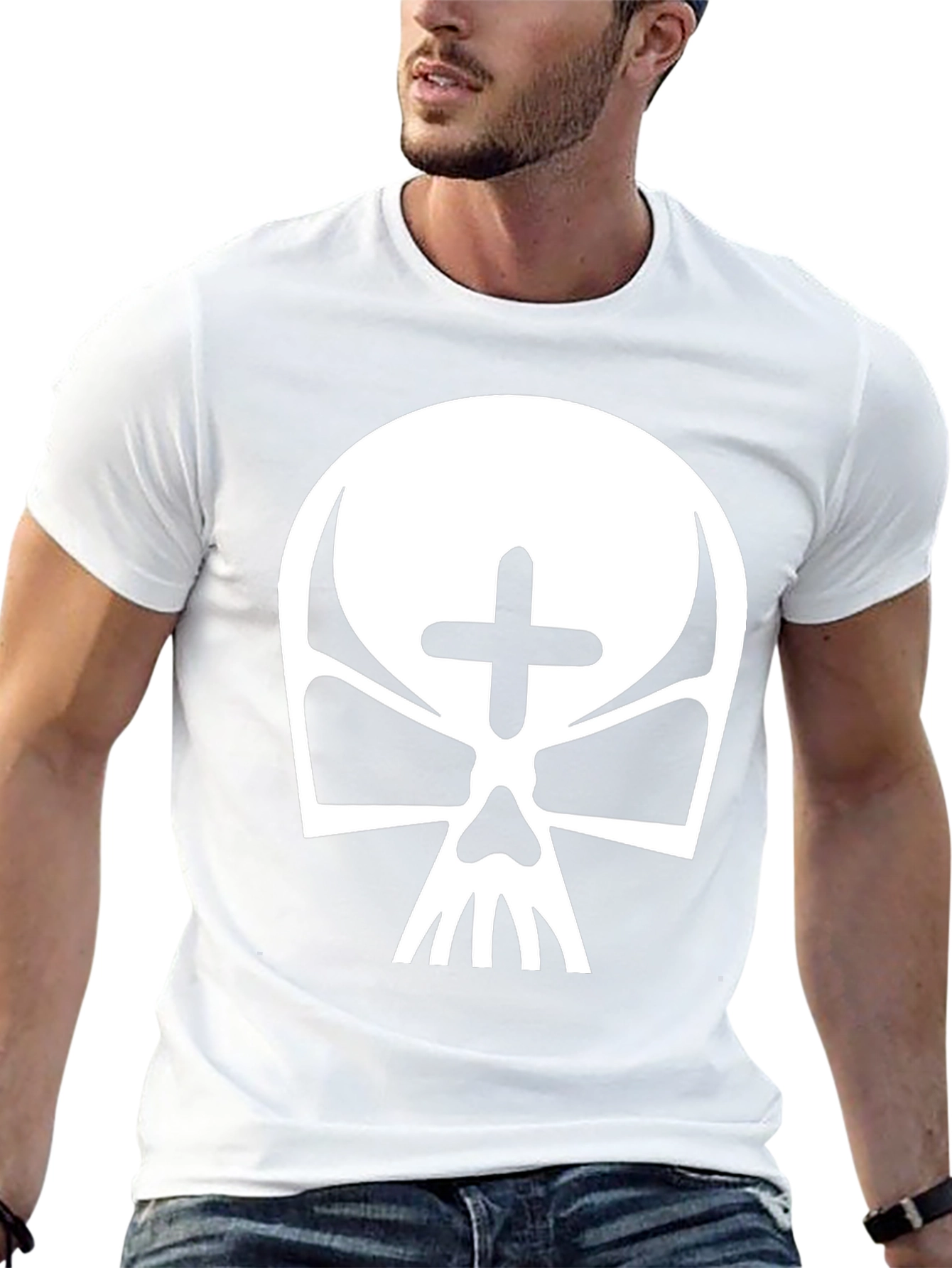 Skull with Cross T-Shirt - Gothic Style