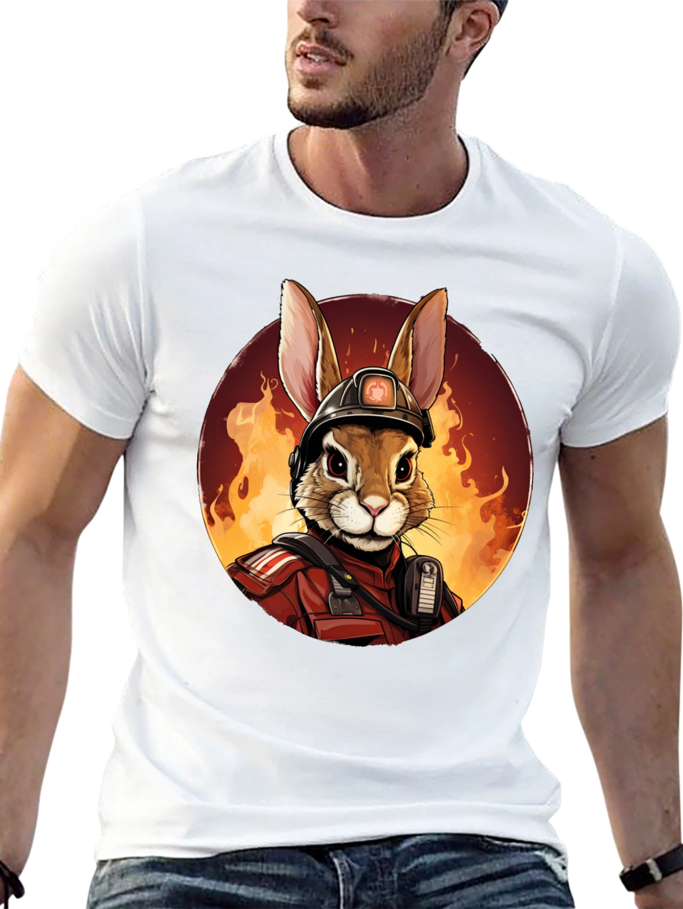 Rabbit Firefighter Graphic Tee - Black