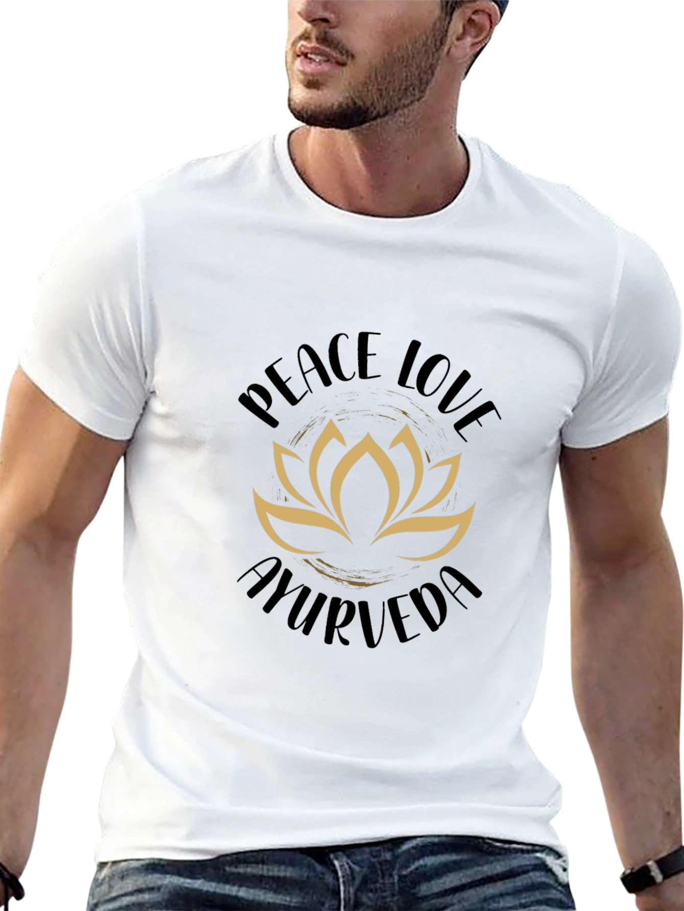 Peace Love Ayurveda Lotus Flower Black T-Shirt