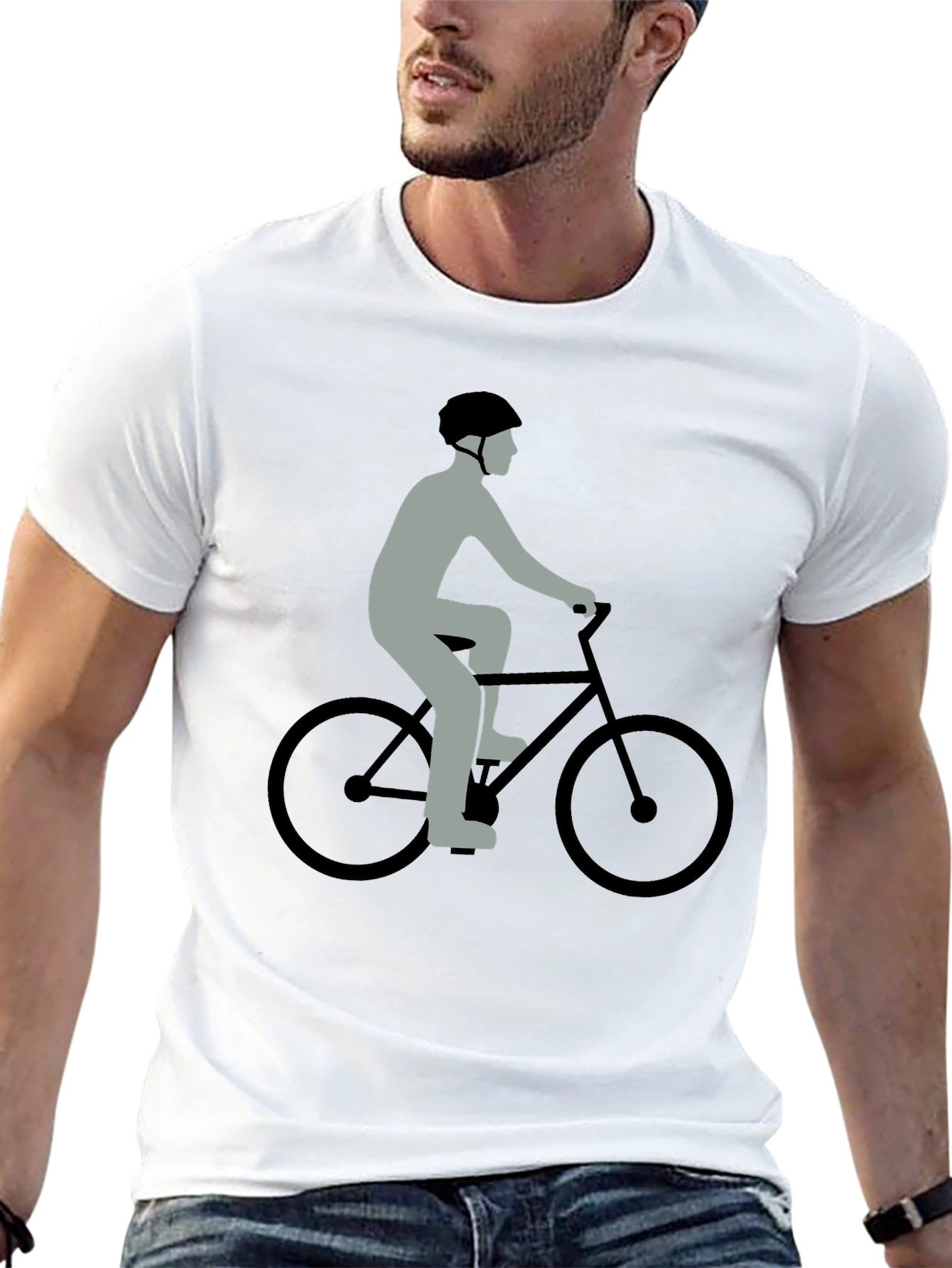 Cyclist Graphic T-Shirt - Black Cotton Blend