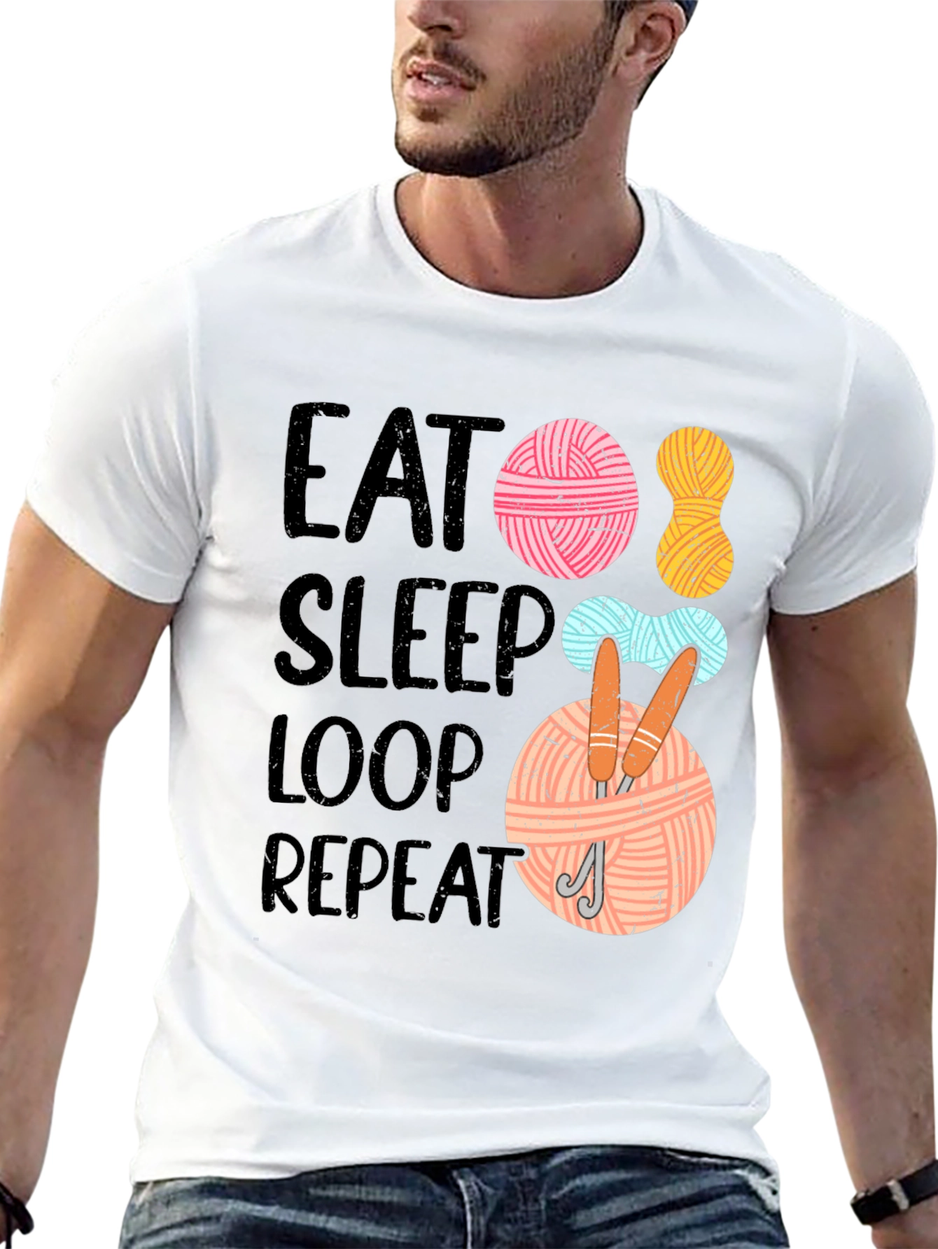 Eat Sleep Loop Repeat Knitting T-Shirt