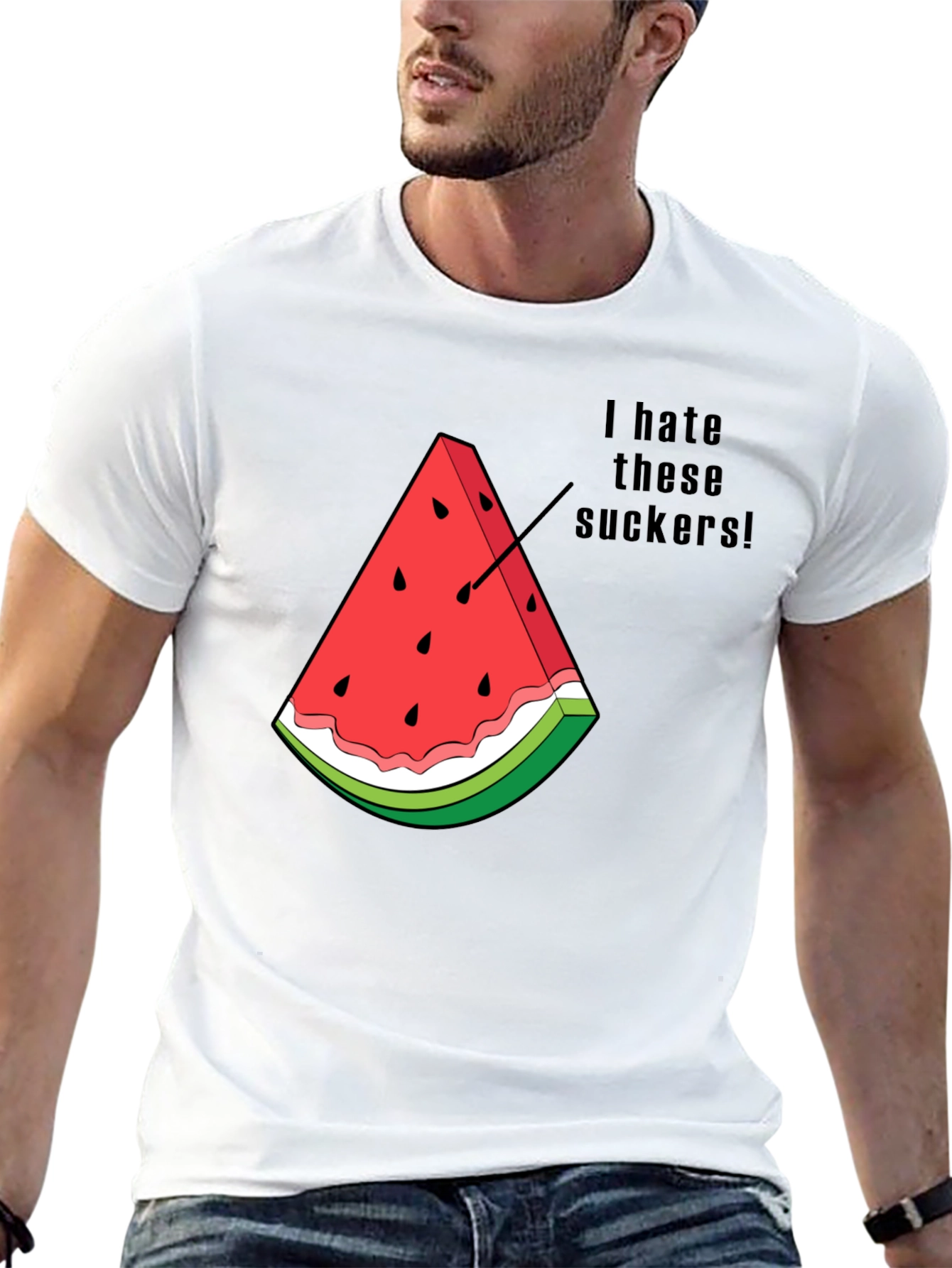 I Hate These Suckers Watermelon Graphic T-Shirt