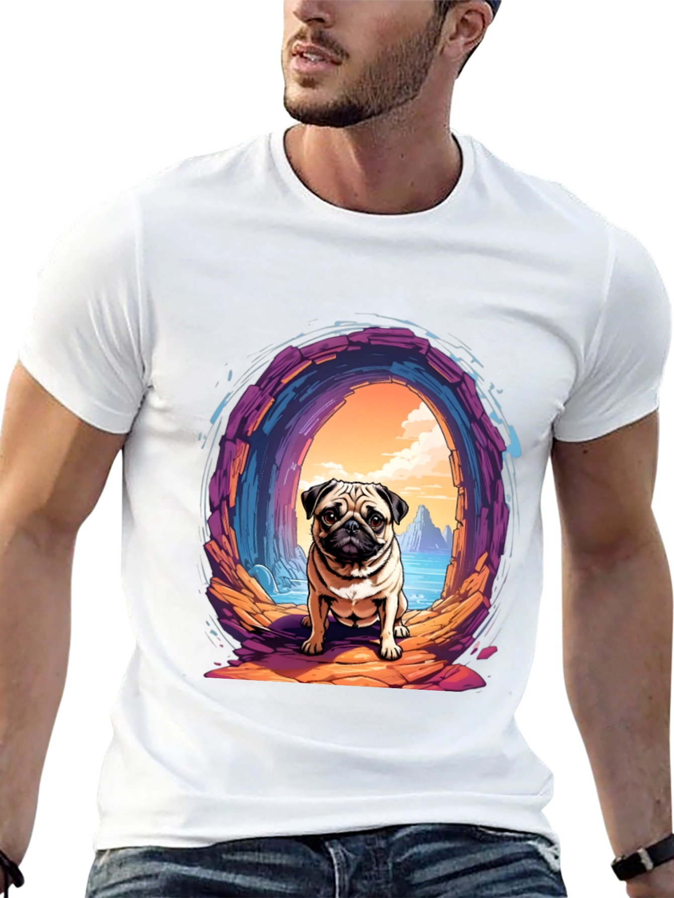 Pug Portal T-Shirt - Artistic Graphic Tee