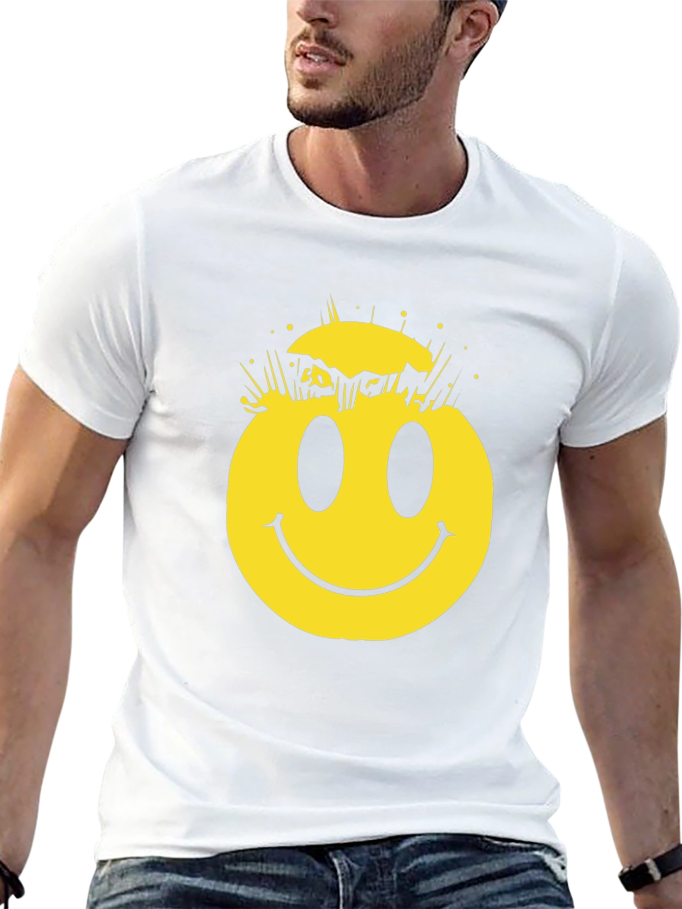 Cracked Smiley Face Graphic T-Shirt