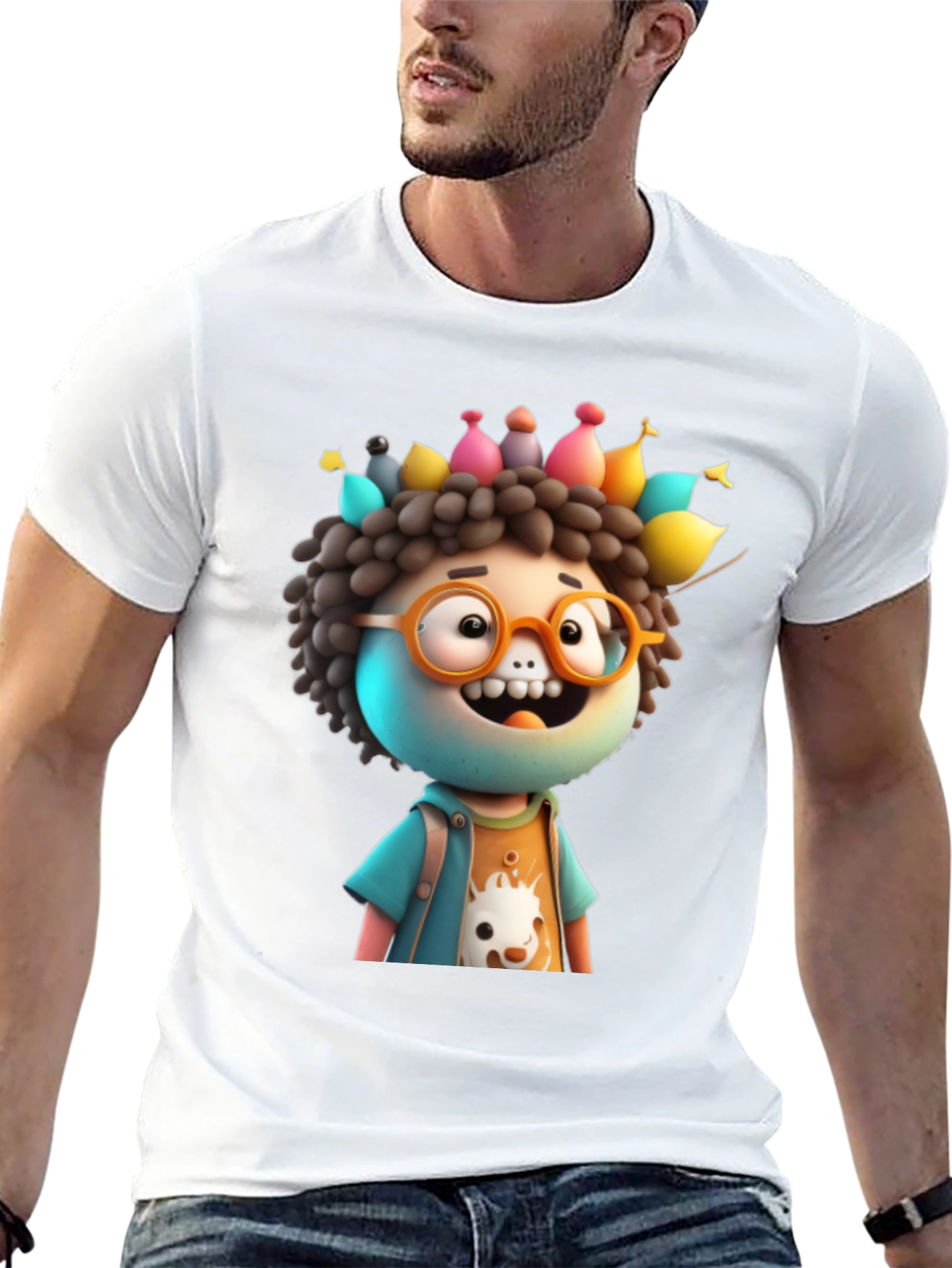 Cartoon Character Graphic Black T-Shirt