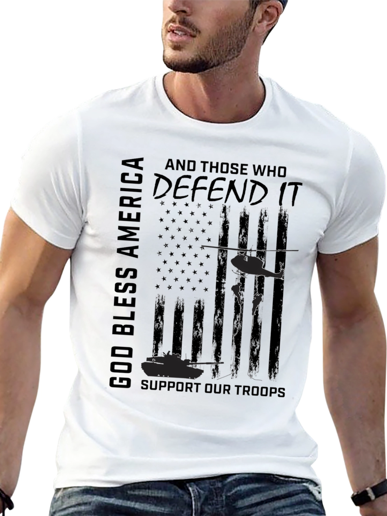 God Bless America Military Support T-Shirt