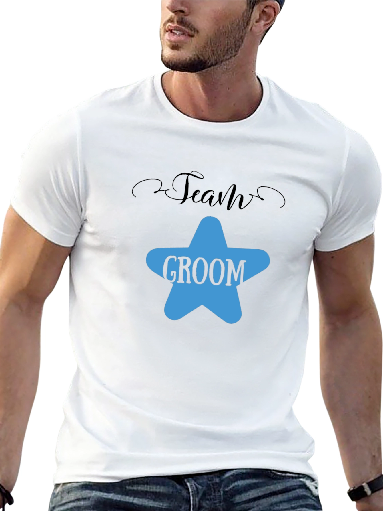 Team Groom Black Cotton T-Shirt