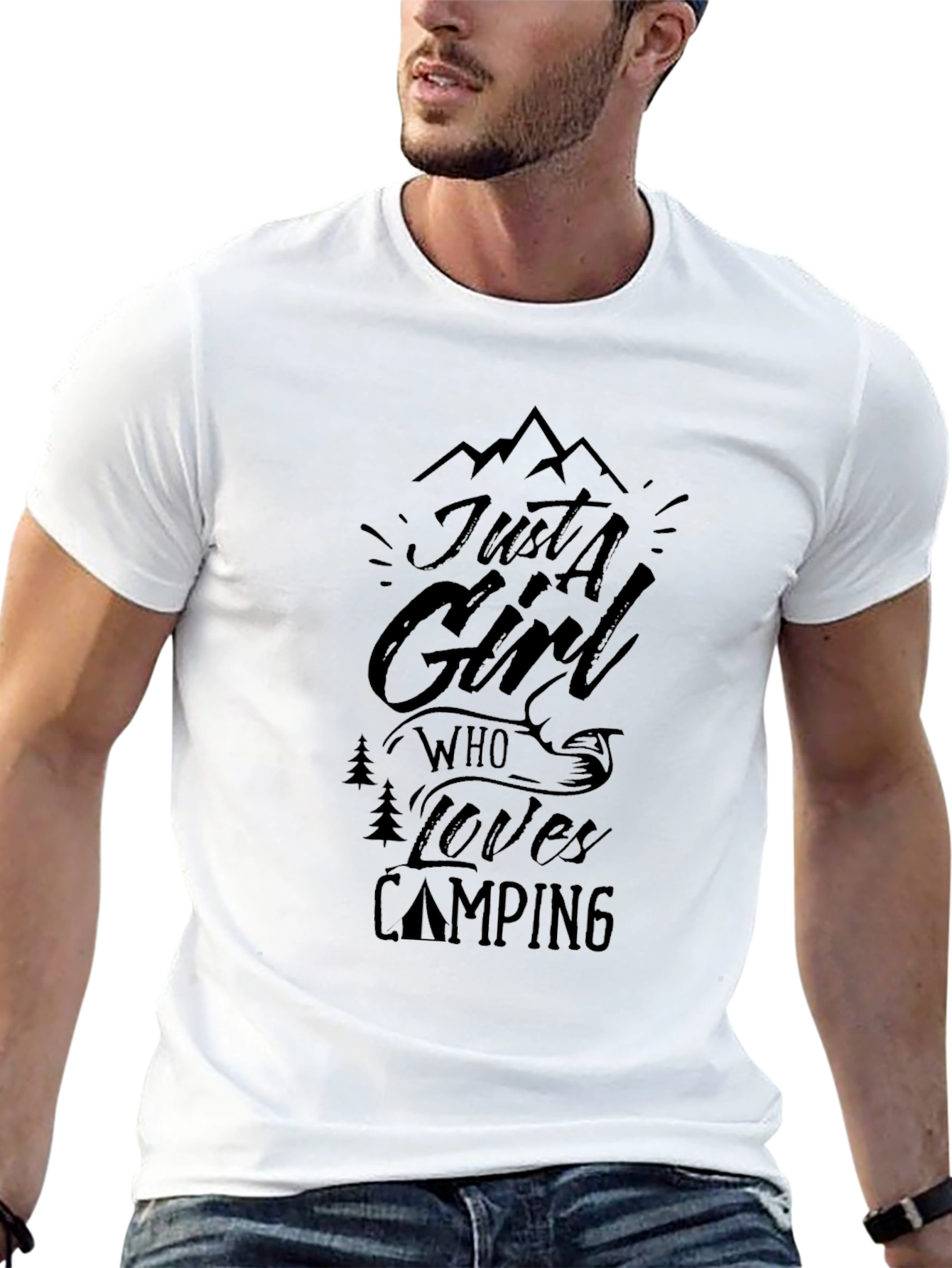 Just a Girl Who Loves Camping Black Graphic Tee