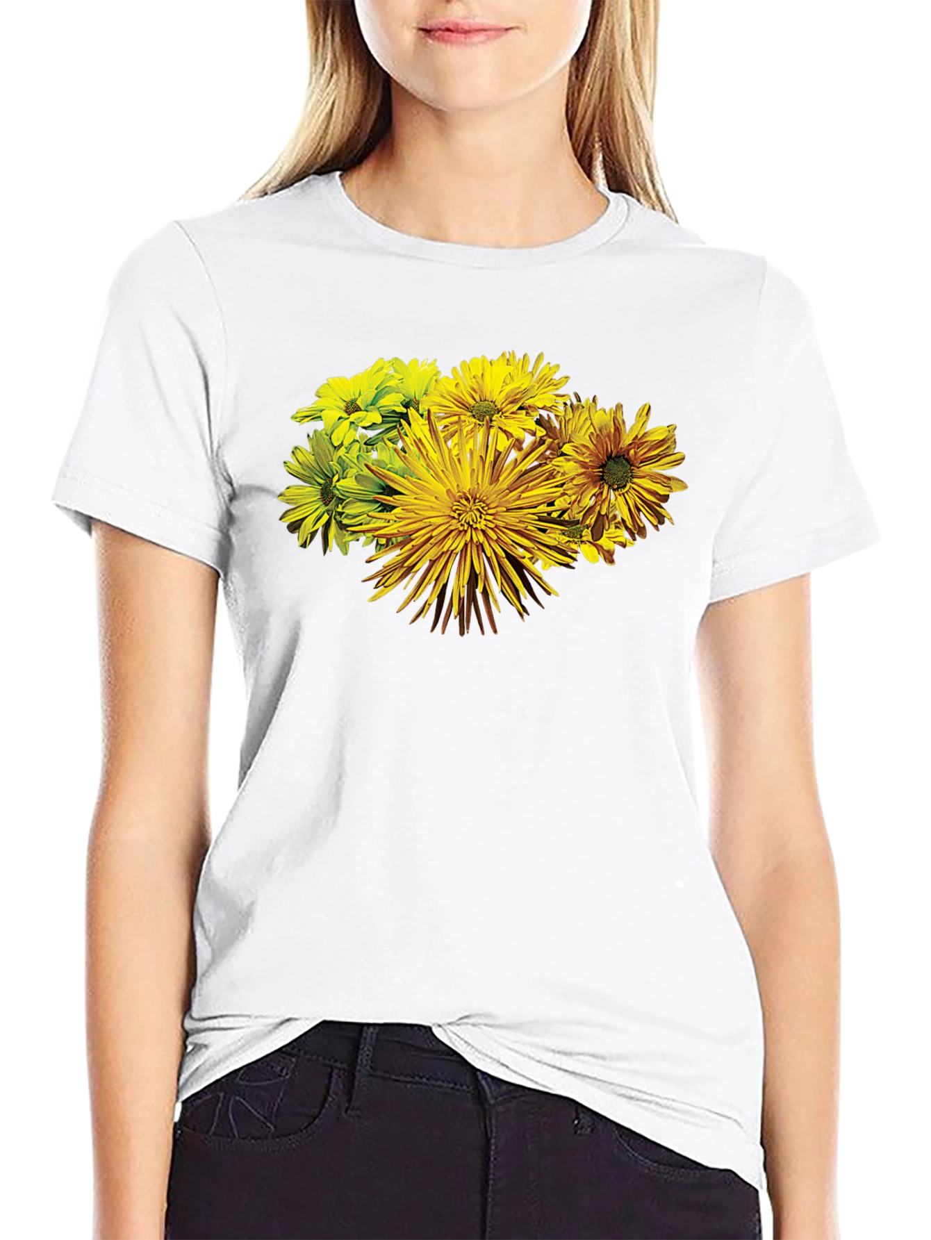 Floral Print T-Shirt - Sunny Blooms Graphic Tee