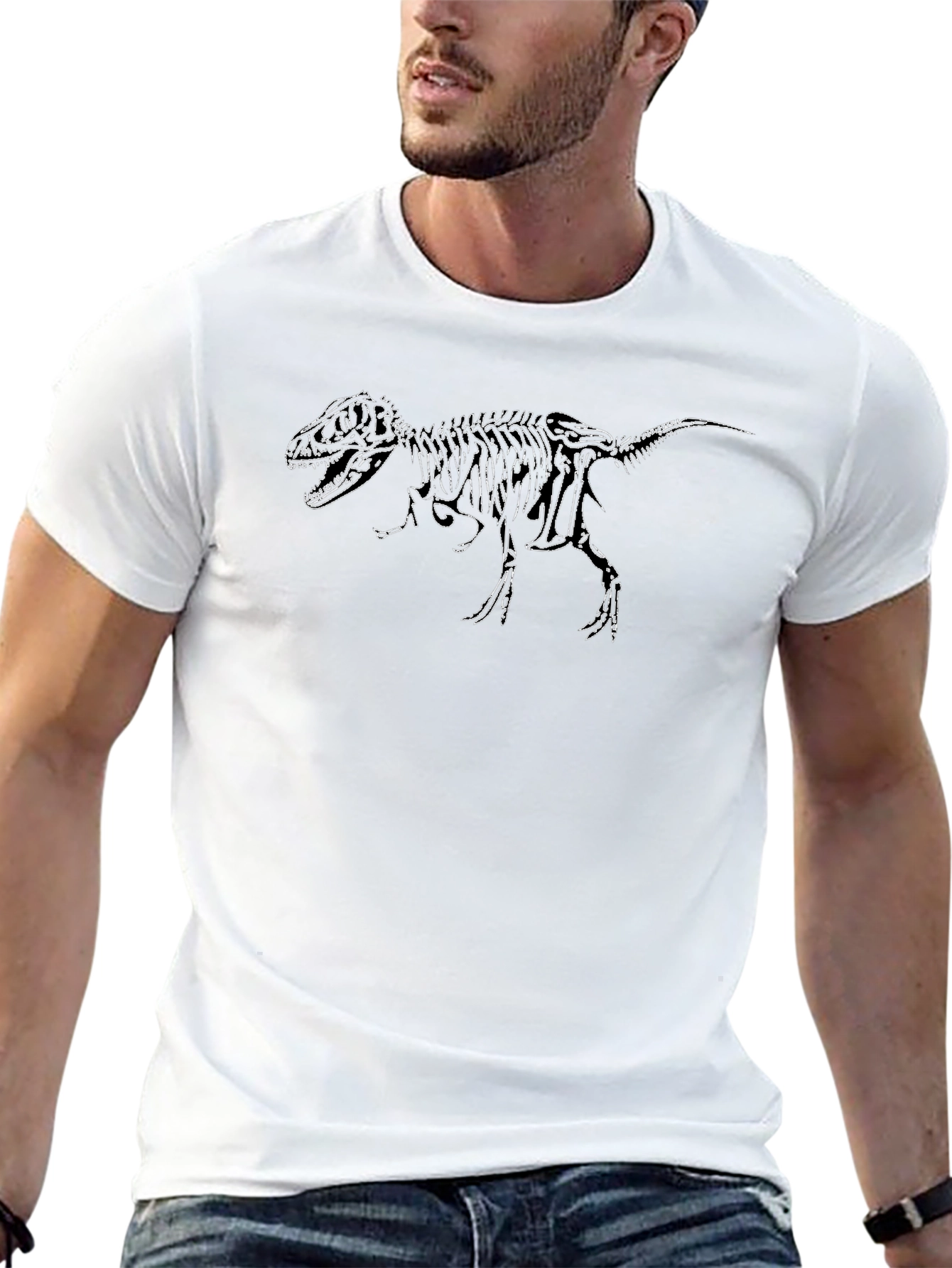Dinosaur Skeleton Graphic Black T-Shirt