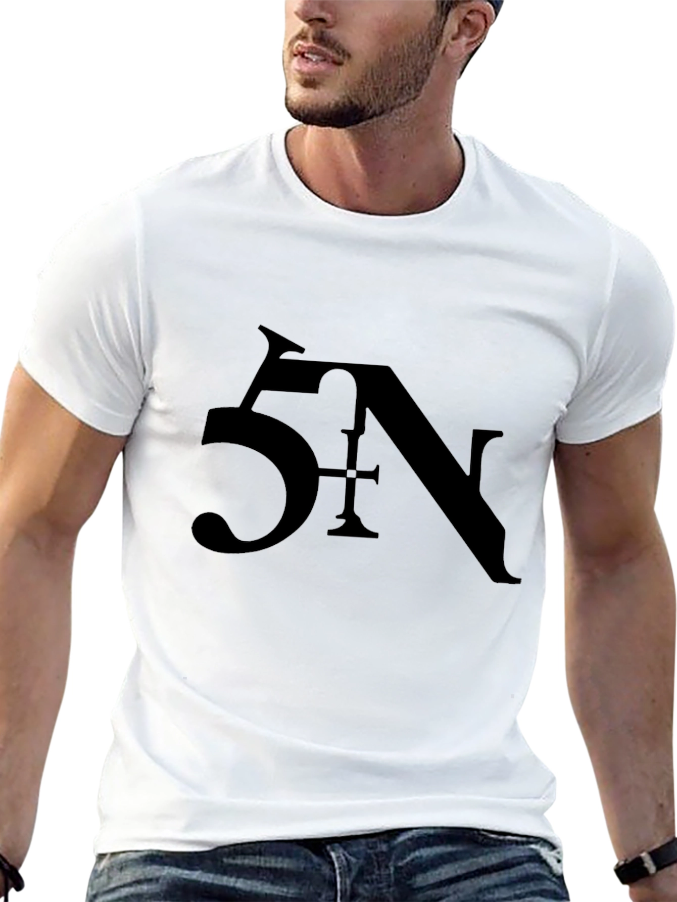 Black 5N Graphic Print T-Shirt Casual Wear