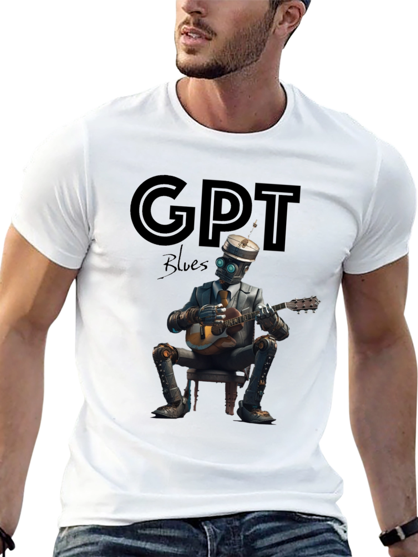 GPT Blues Robot Musician T-Shirt