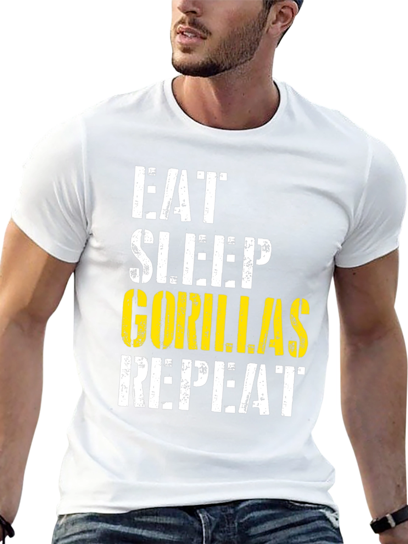 Eat Sleep Gorillas Repeat Black Graphic Tee