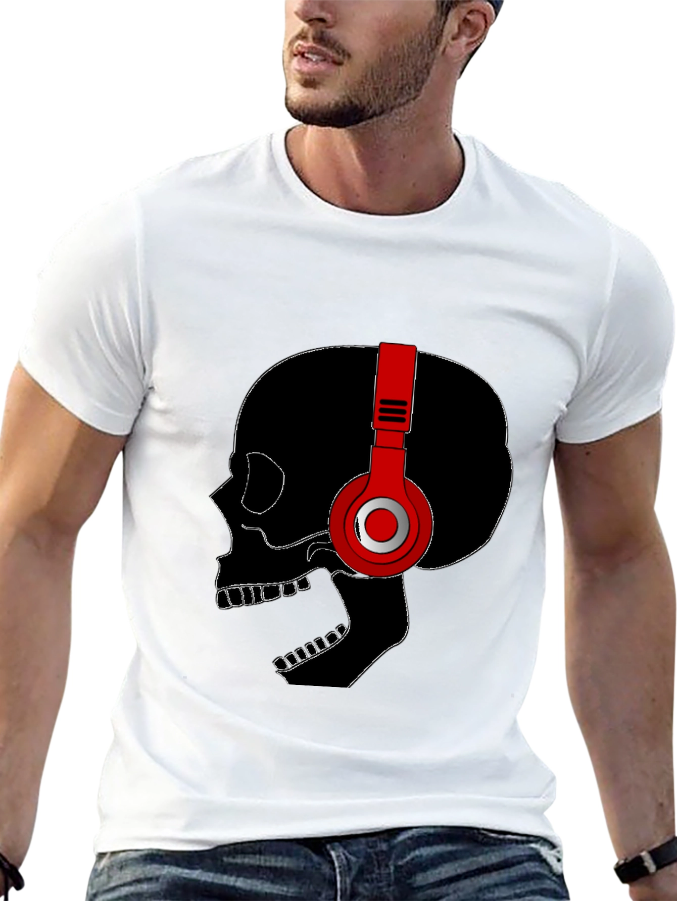 Skull with Headphones Graphic Tee