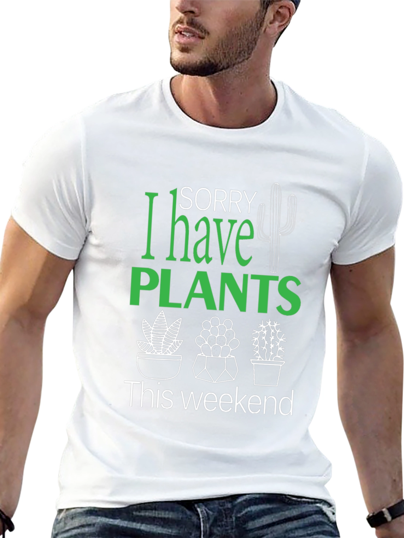 Sorry I Have Plants Black Graphic T-Shirt