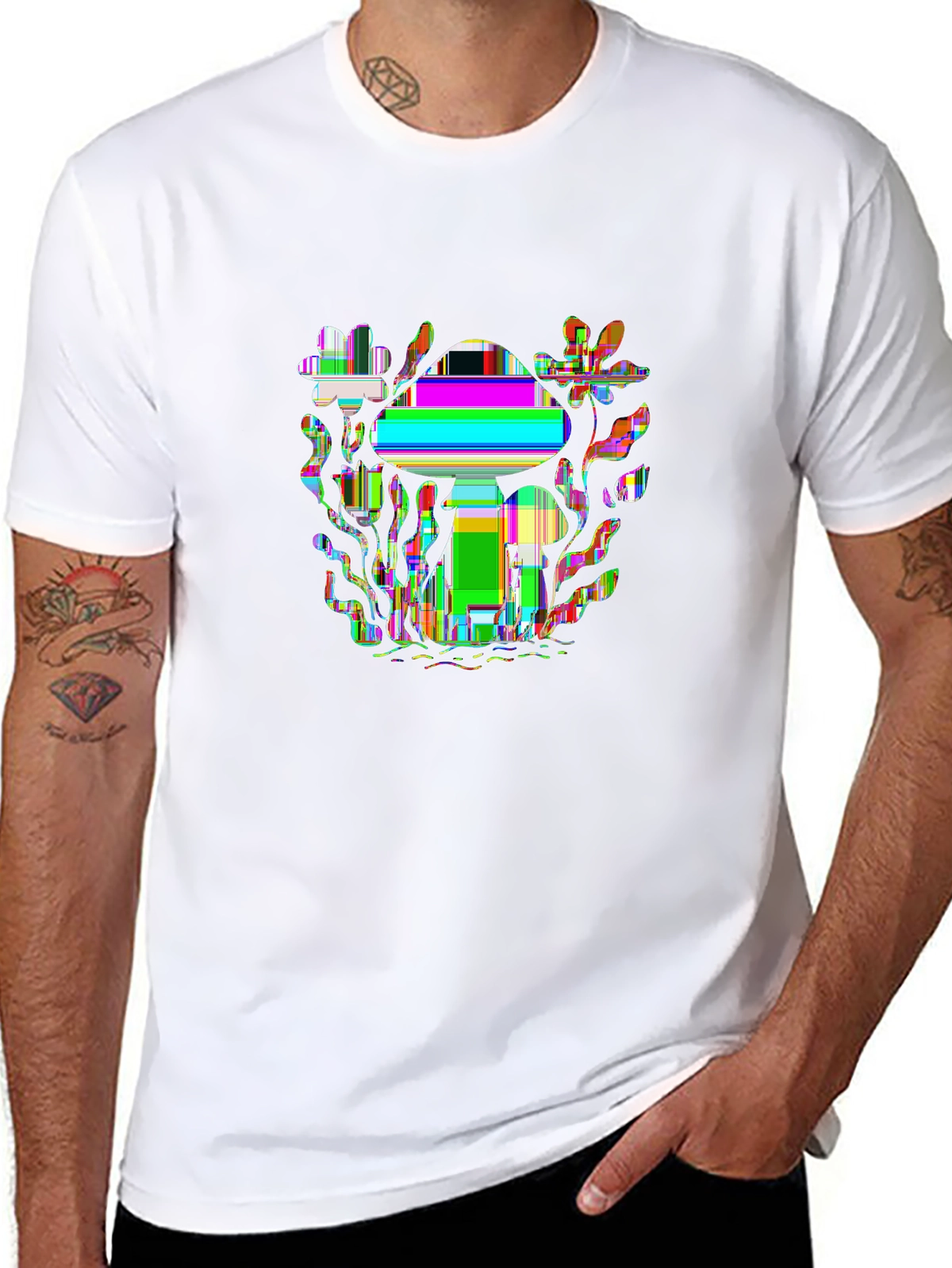 Glitch Mushroom Forest T-Shirt | Vaporwave Cottagecore Tee